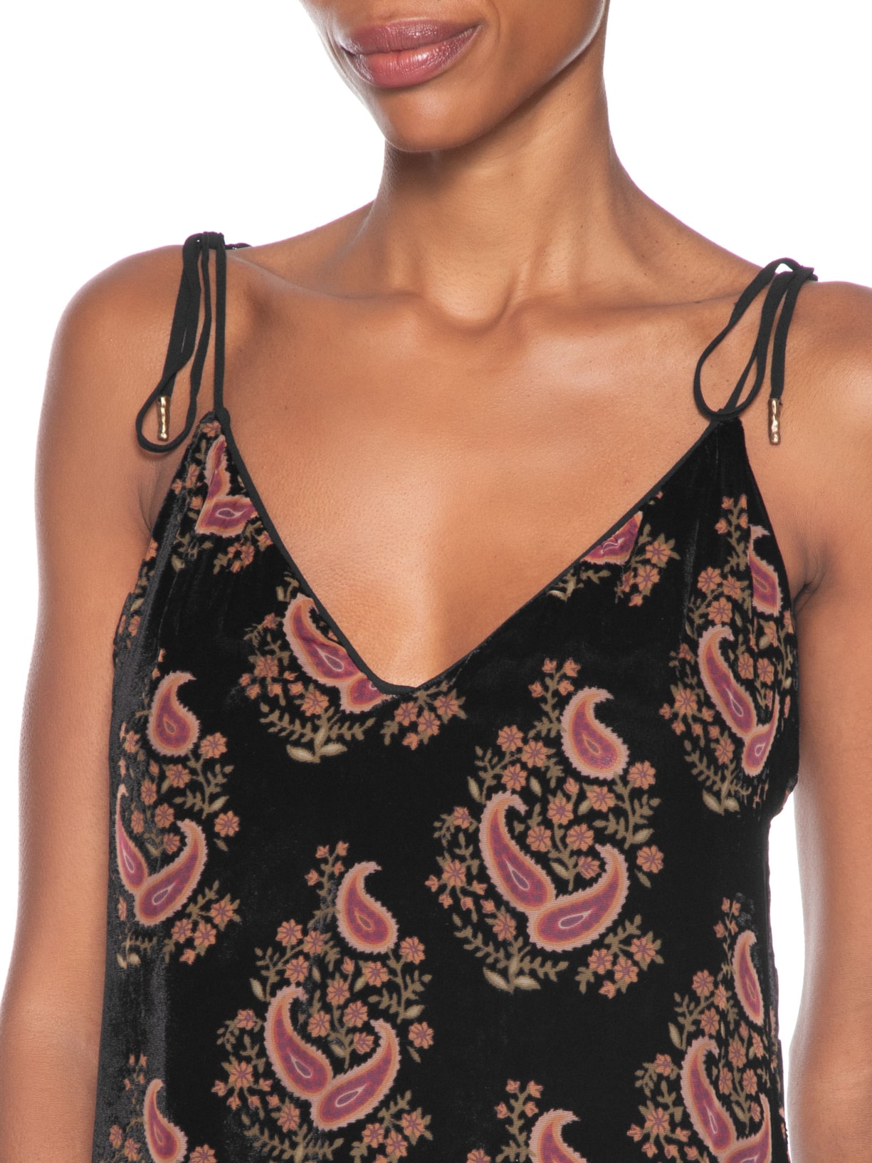 Vestido Midi Veludo Devorê Preto Maria Filó