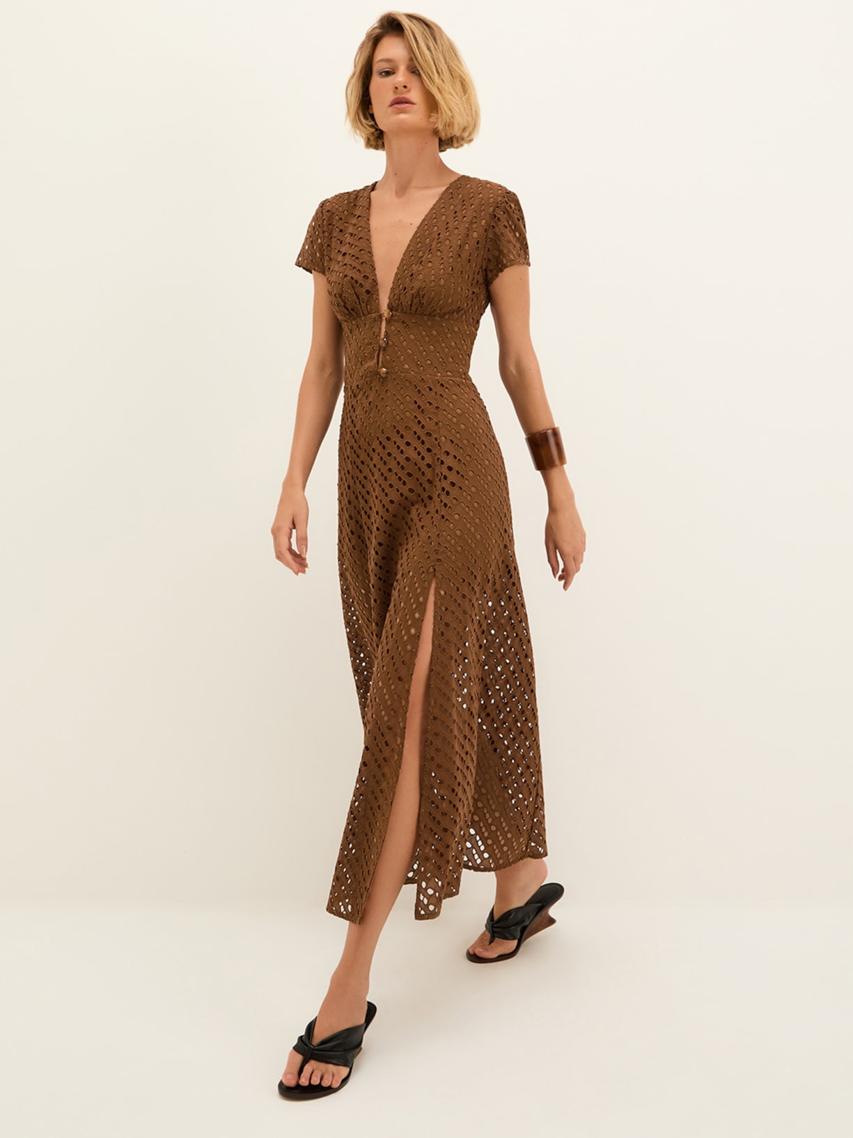 Vestido Midi Venice Marrom Vix