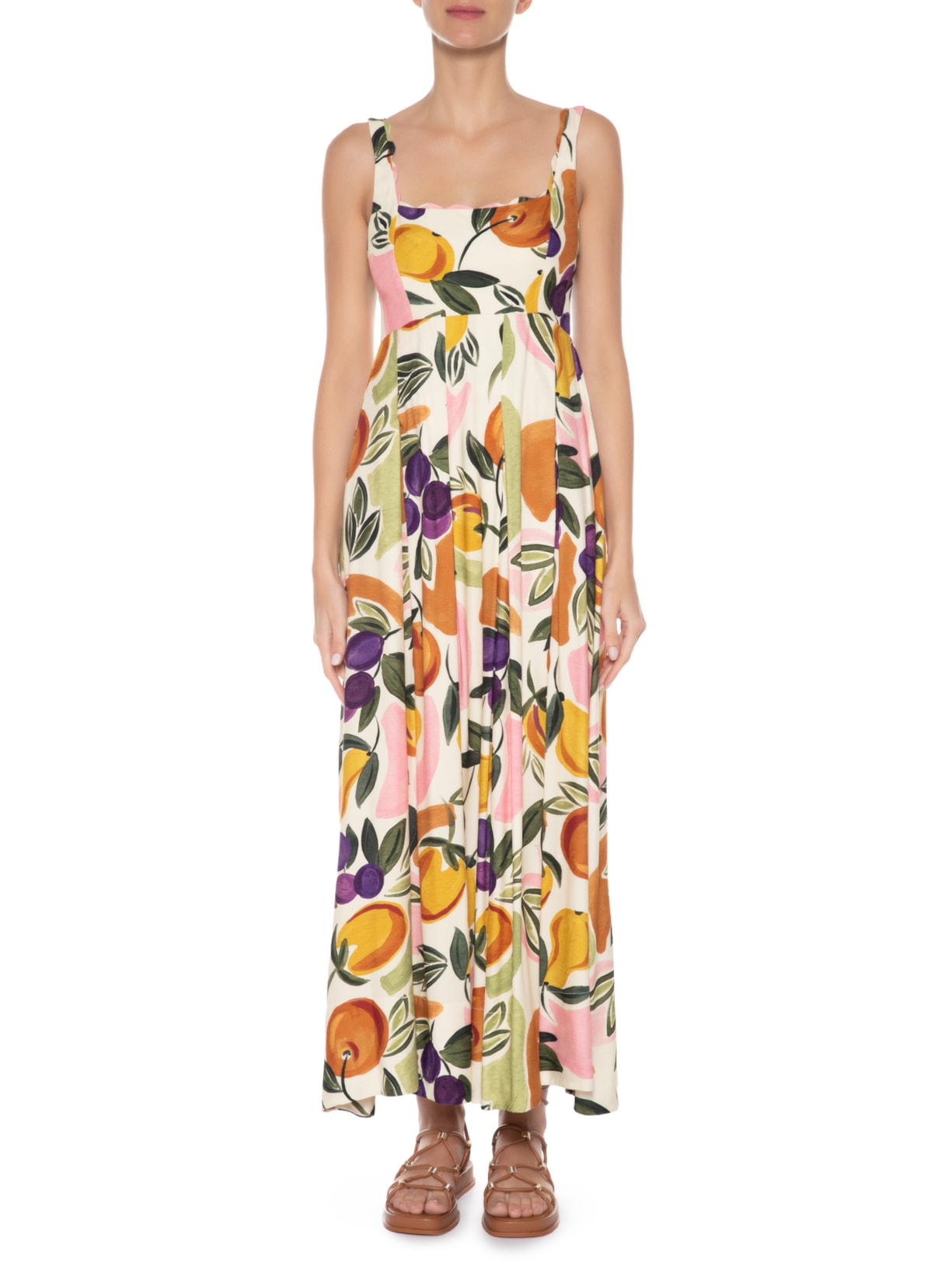 Vestido Midi Vento De Fruta Bege Farm