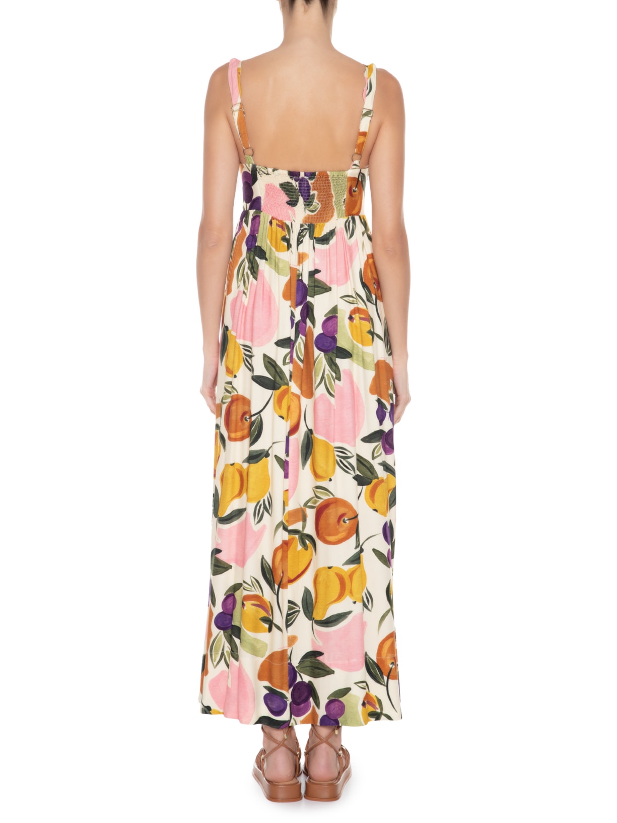 Vestido Midi Vento De Fruta Bege Farm