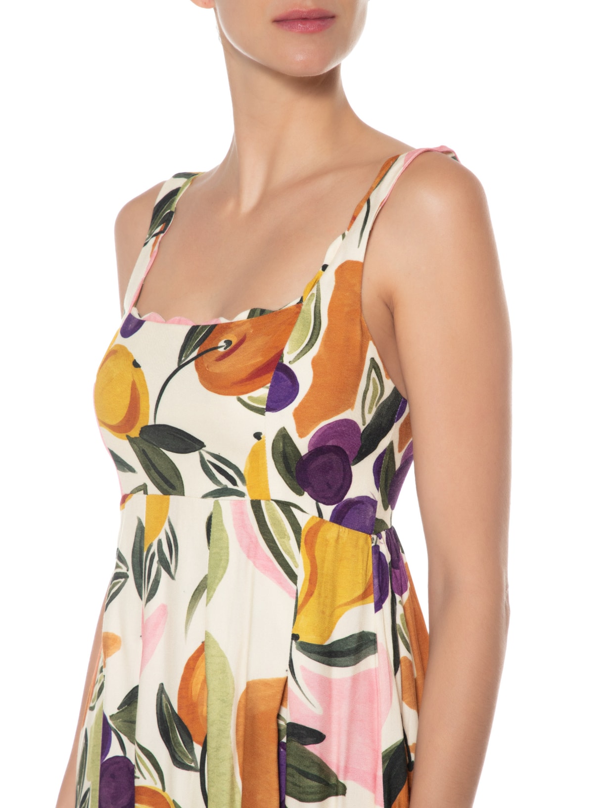 Vestido Midi Vento De Fruta Bege Farm