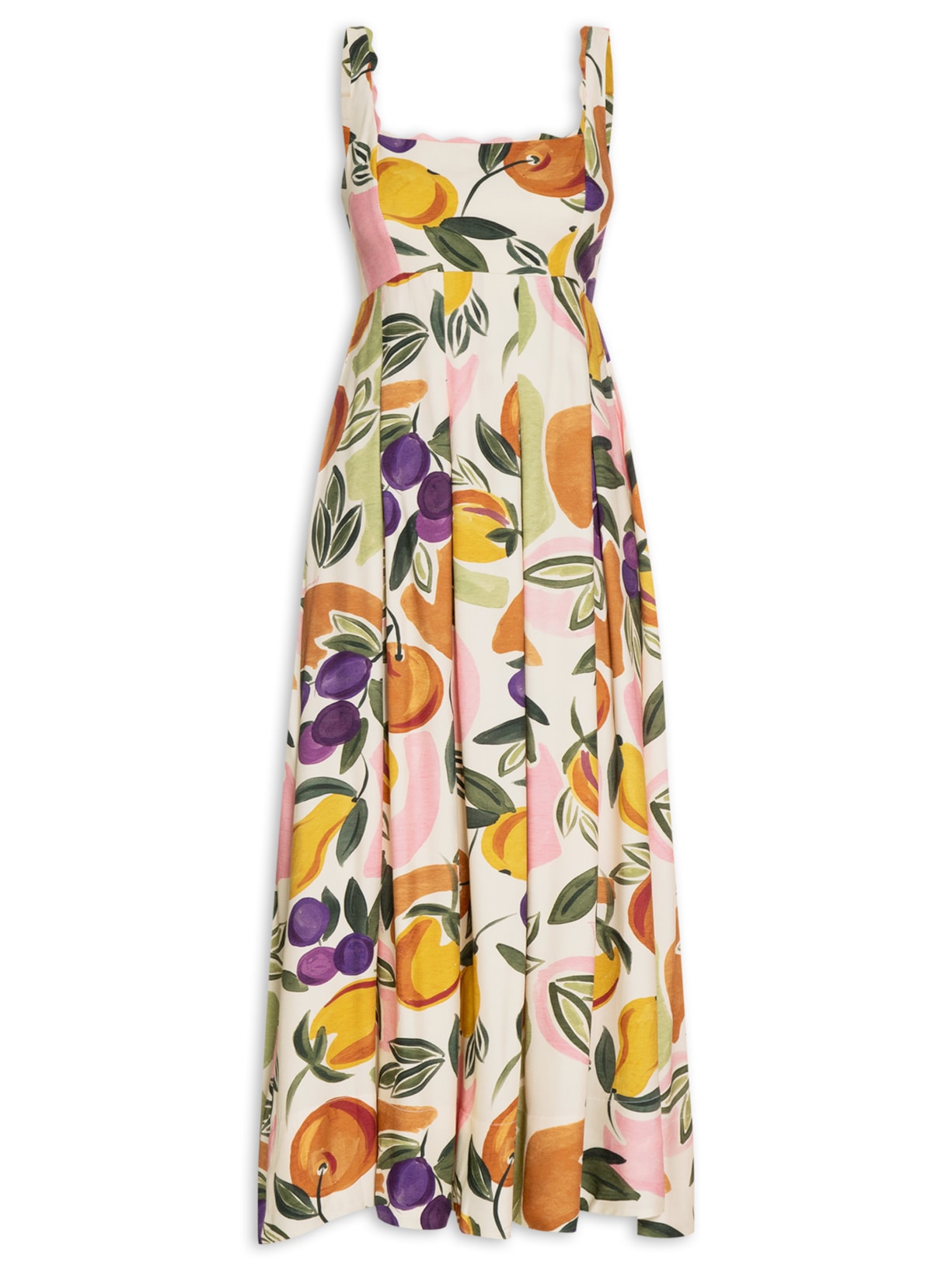Vestido Midi Vento De Fruta Bege Farm