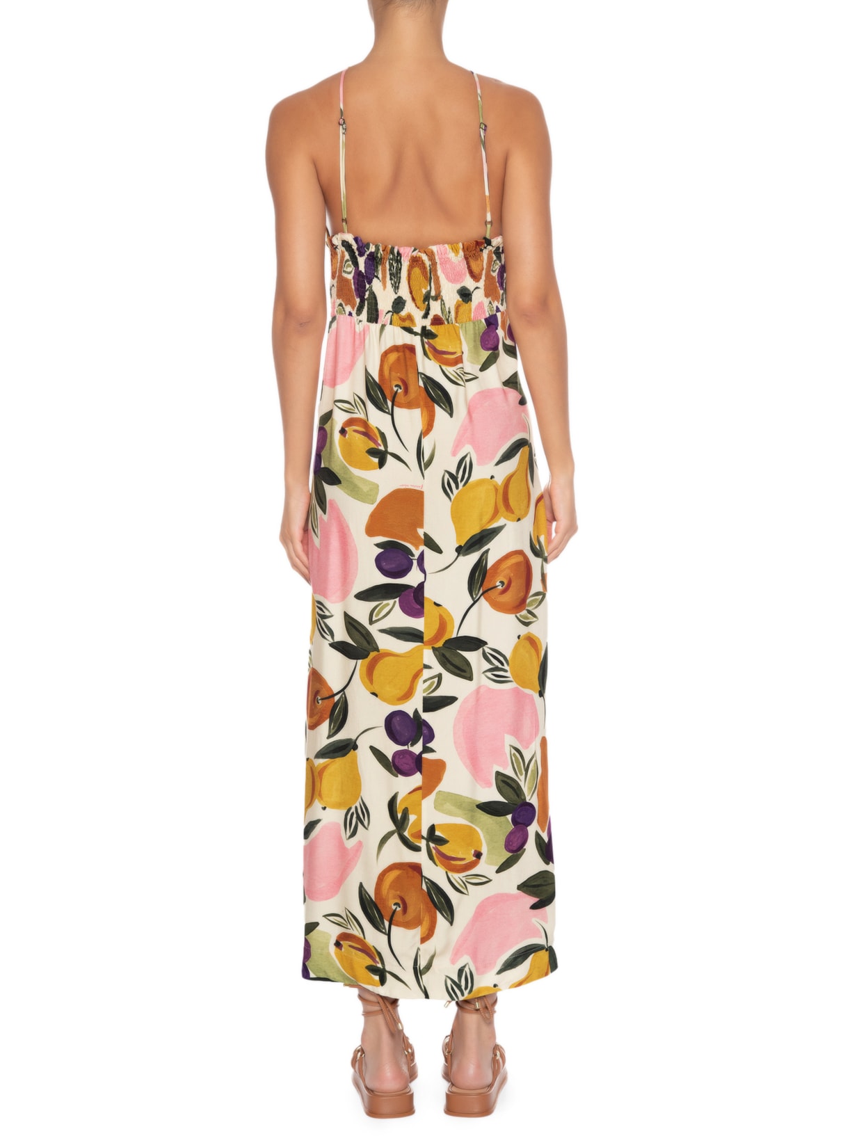 Vestido Midi Vento De Fruta Bege Farm