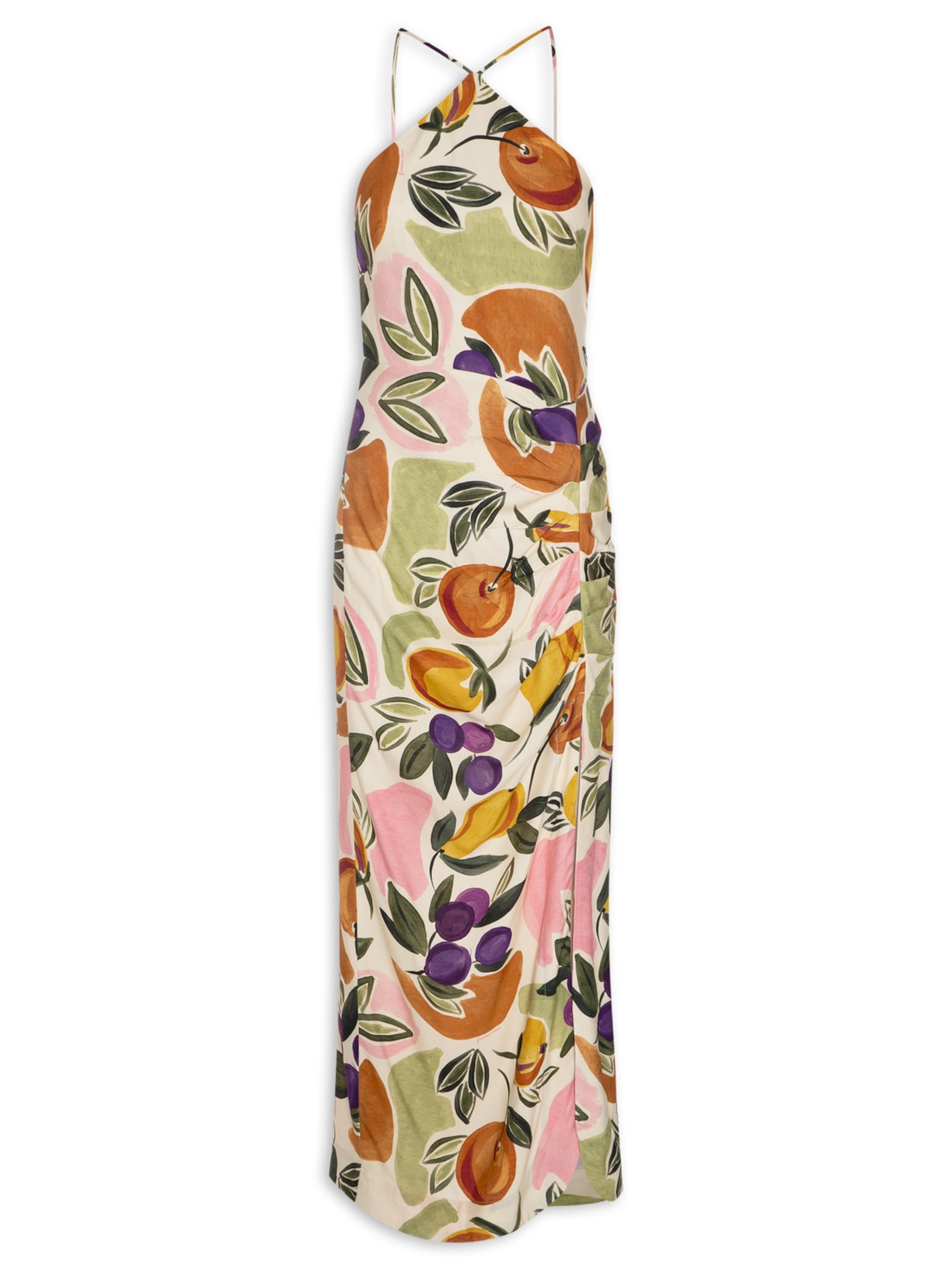 Vestido Midi Vento De Fruta Bege Farm