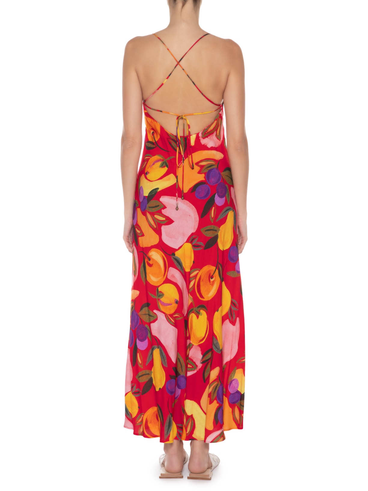 Vestido Midi Vento De Fruta Vermelho Farm