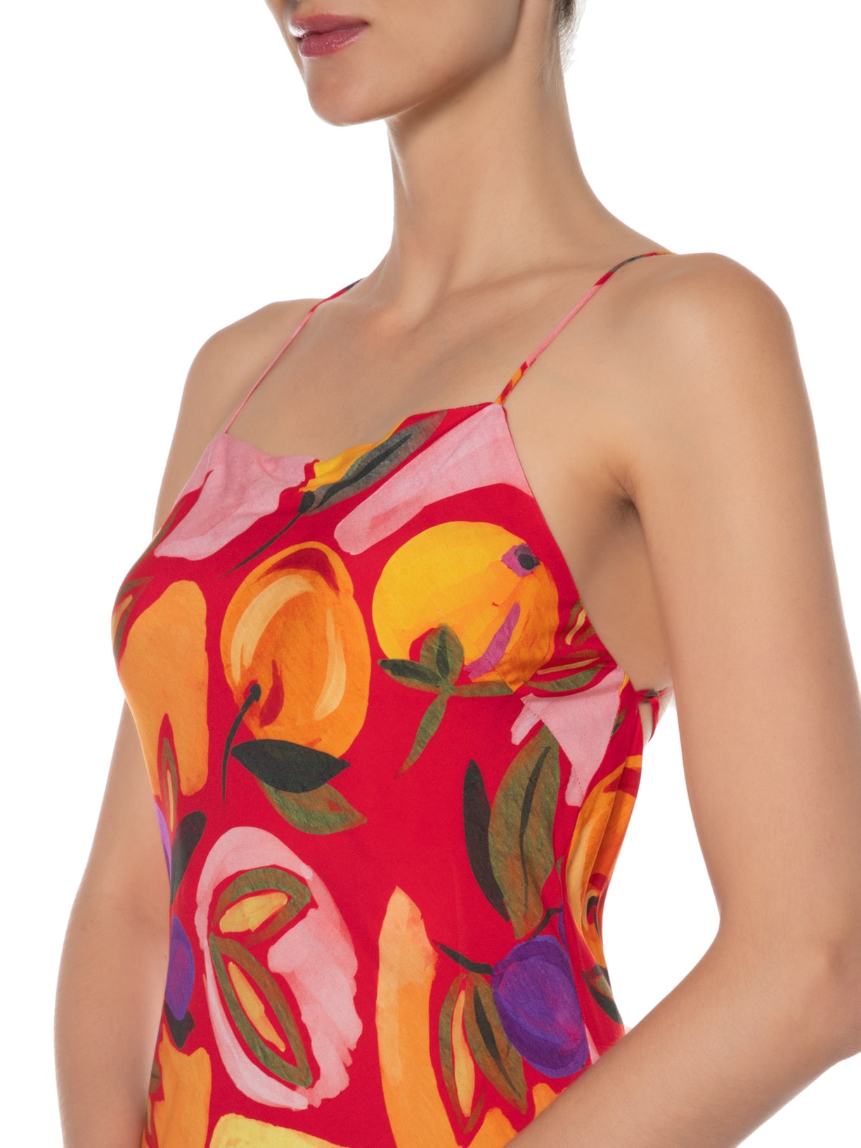 Vestido Midi Vento De Fruta Vermelho Farm