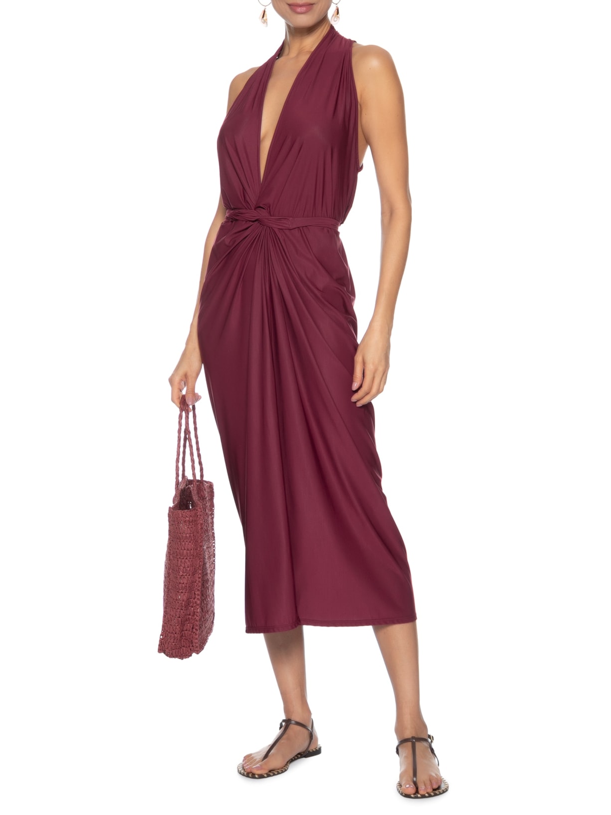 Vestido Midi Vermelho Cia Marítima