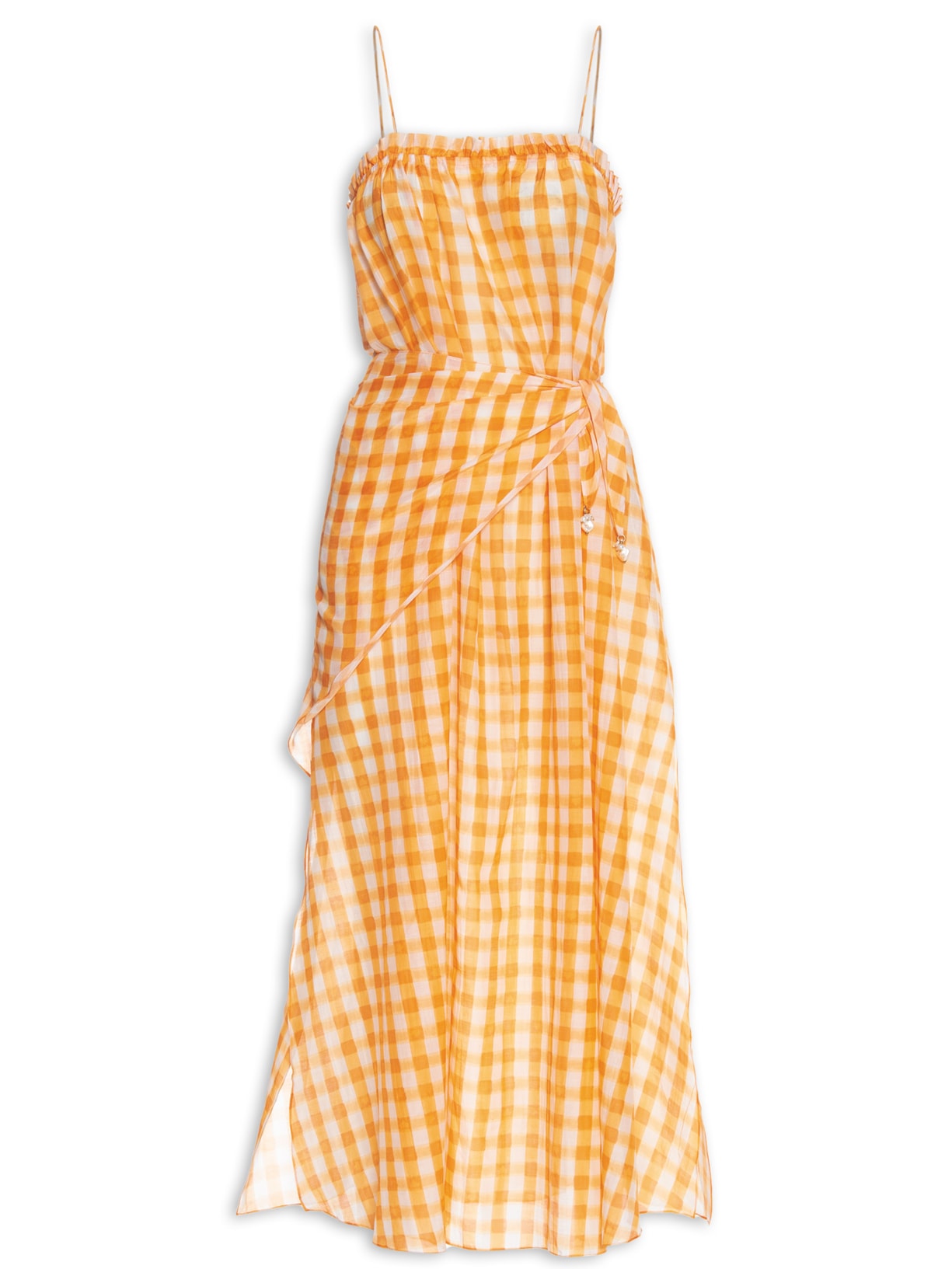 Vestido Midi Vichy Marquesa - Amarelo