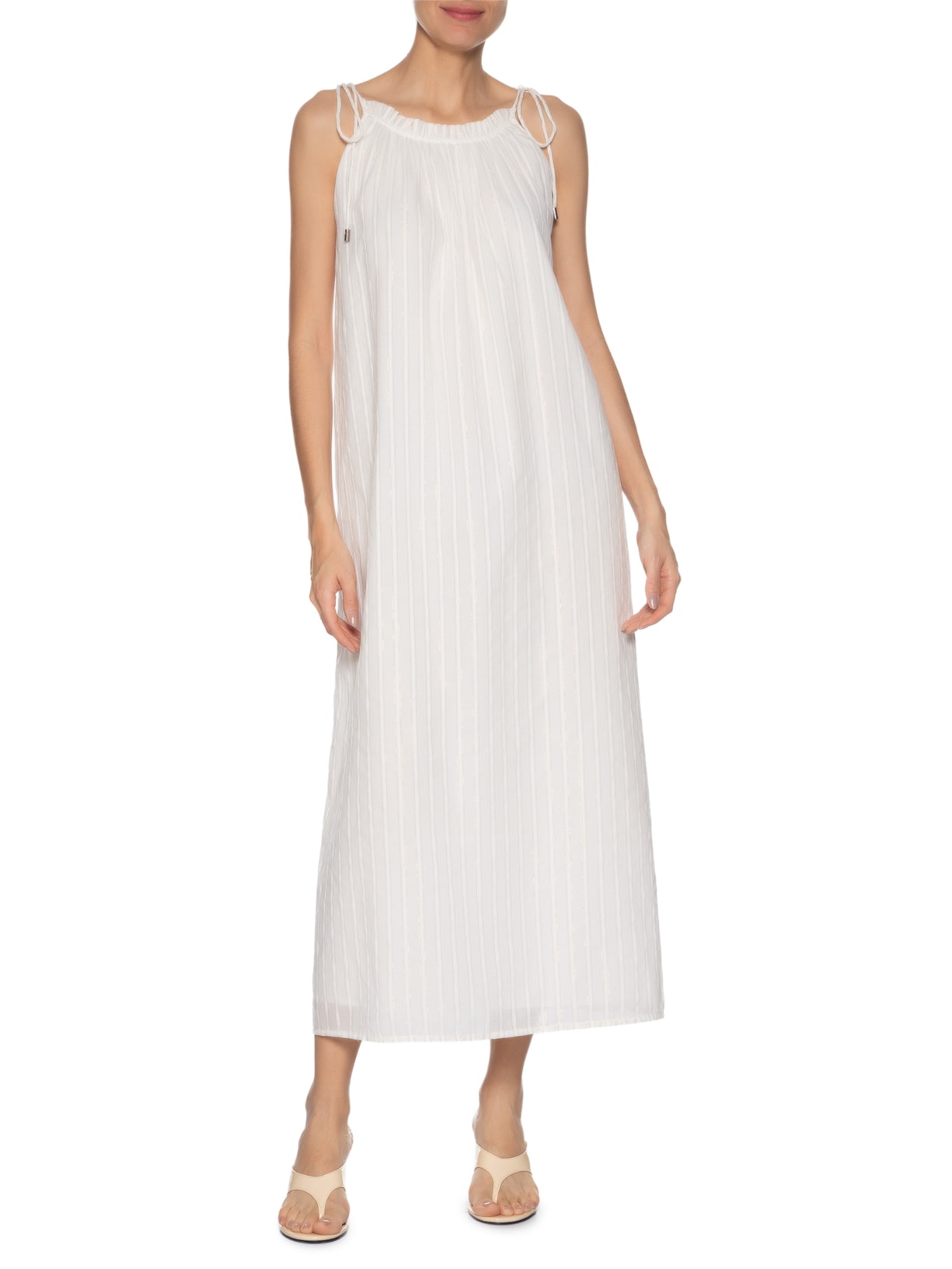 Vestido Midi Voil Com Luréx Branco Animale Jeans