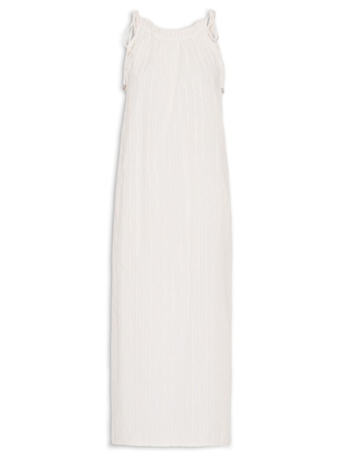 Vestido Midi Voil Com Luréx - Branco