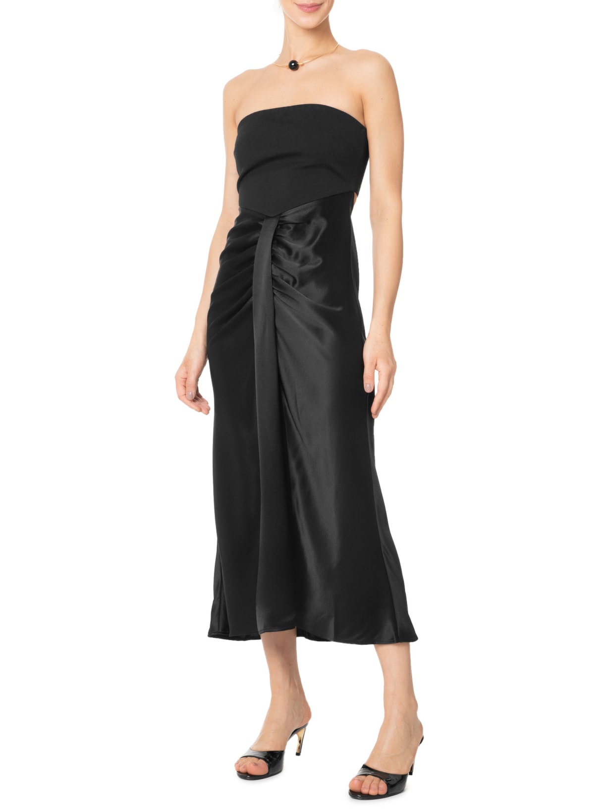 Vestido Midi Wayfaring Preto Staud