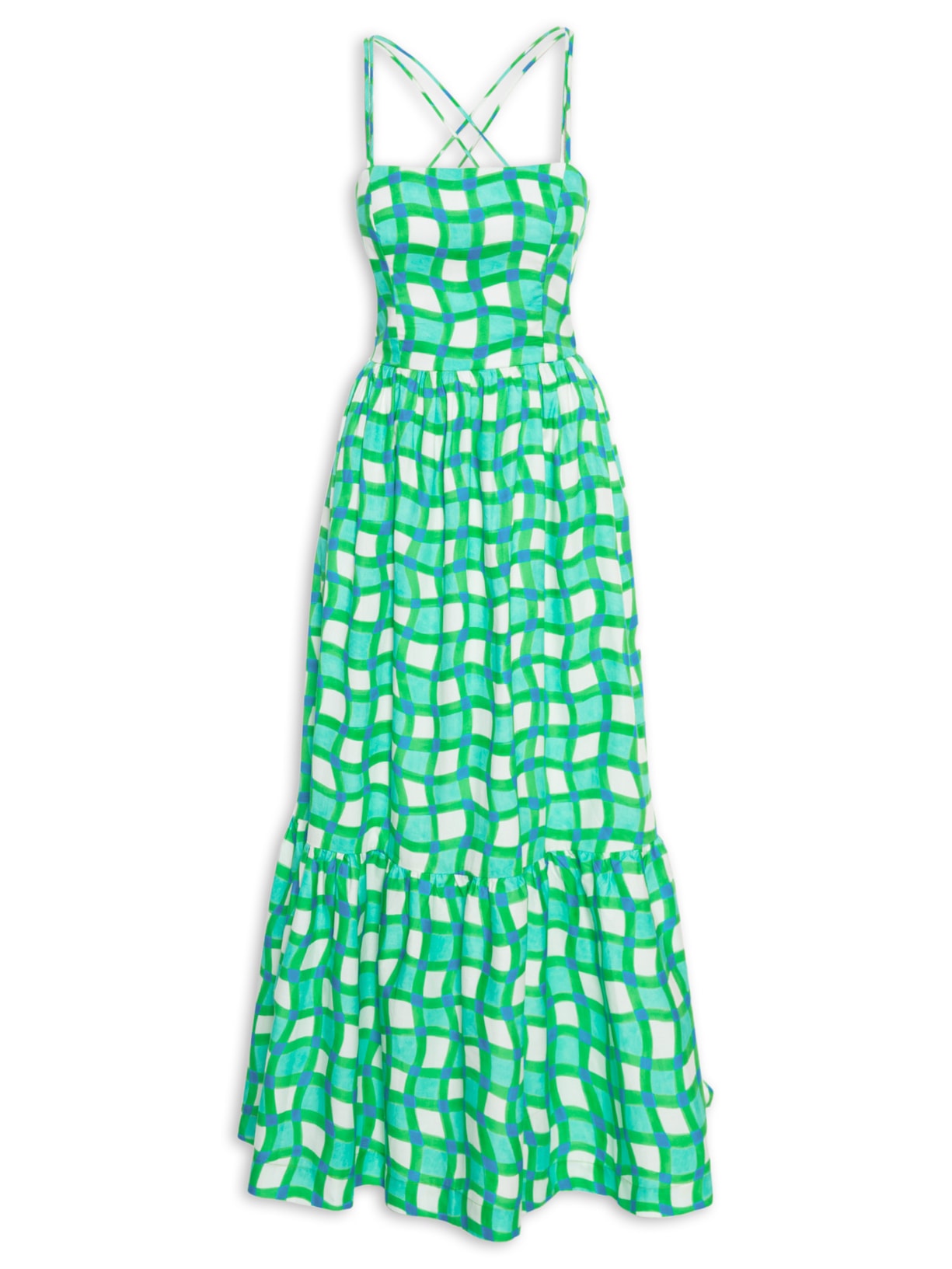 Vestido Midi Xadrez Delírio - Verde