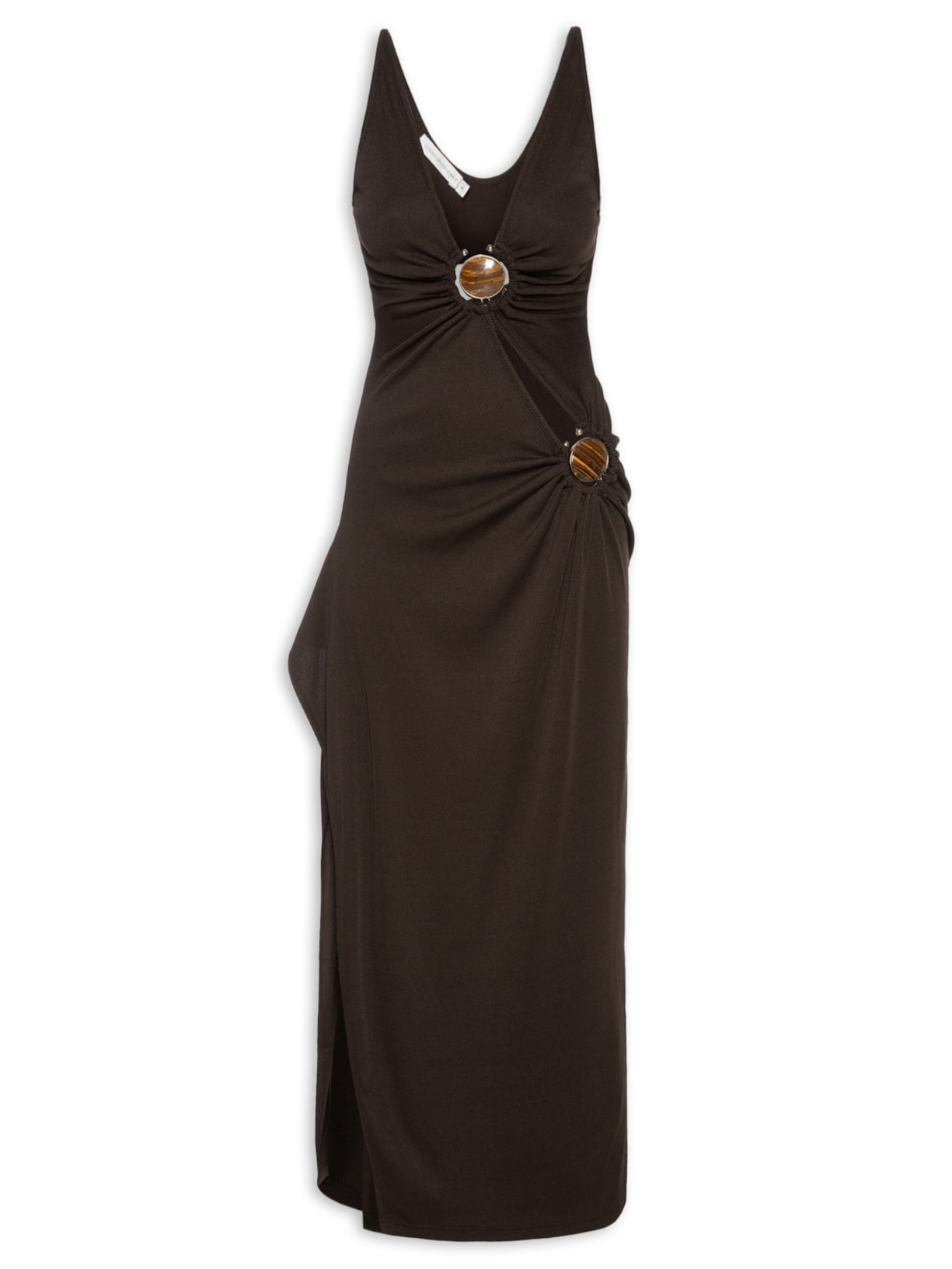 Vestido Mineral Stone Cascade Tank Marrom Christopher Esber