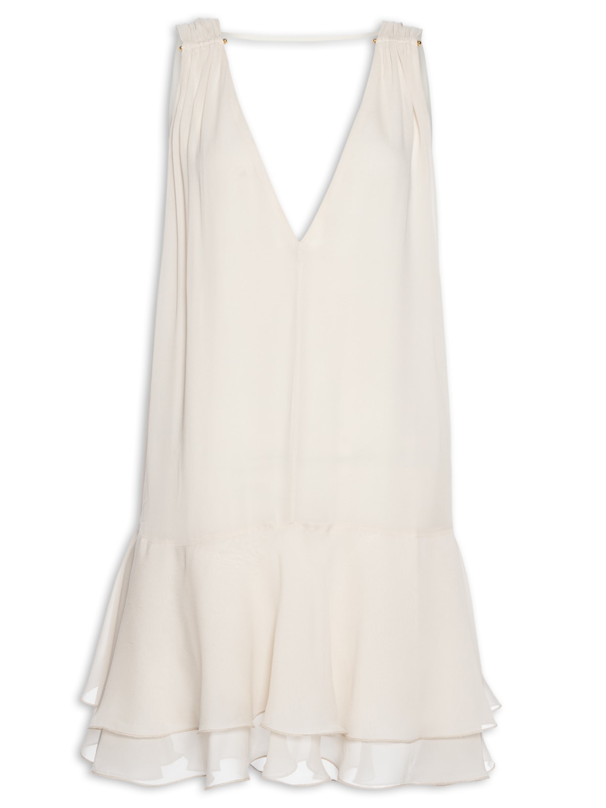 Vestido Mini Babados Birch - Bege