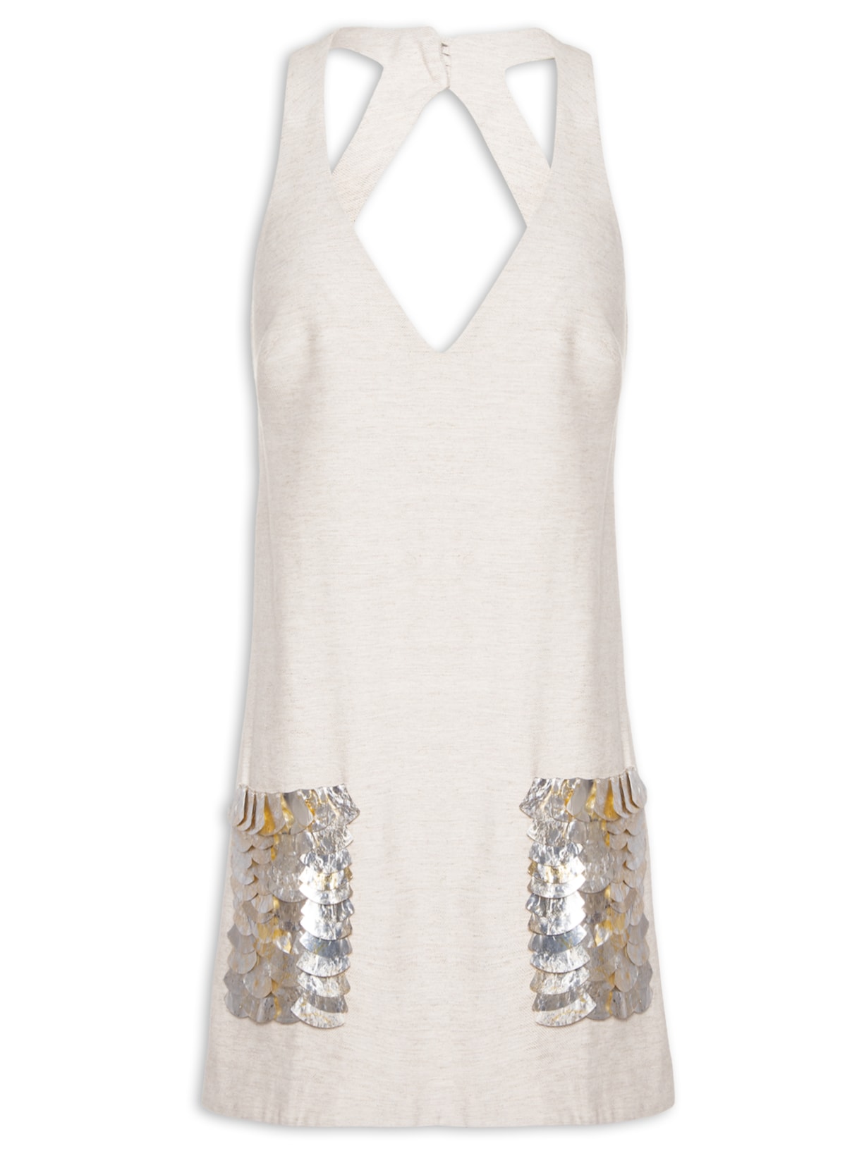 Vestido Mini Bordado - Bege