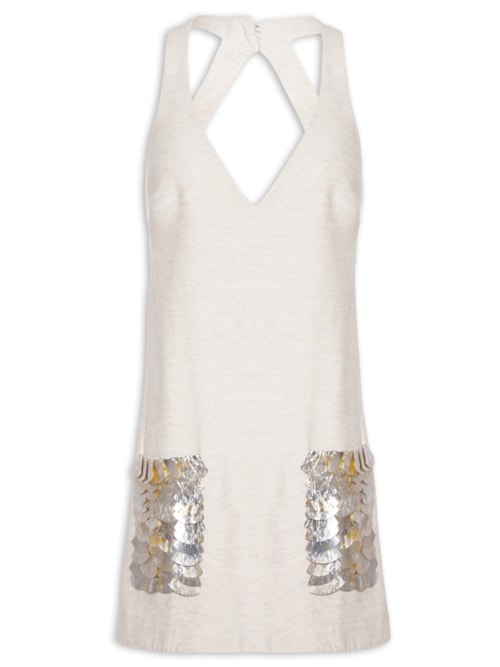 Vestido Mini Bordado - Bege