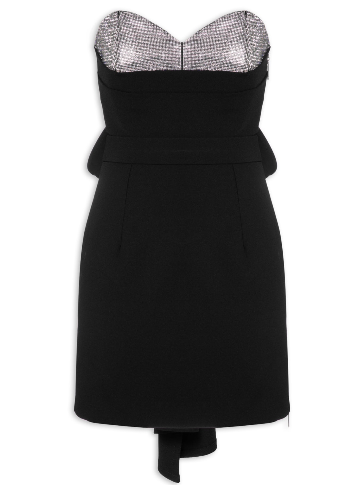 Vestido Mini Com Laço Nas Costas Em Crepe - Preto