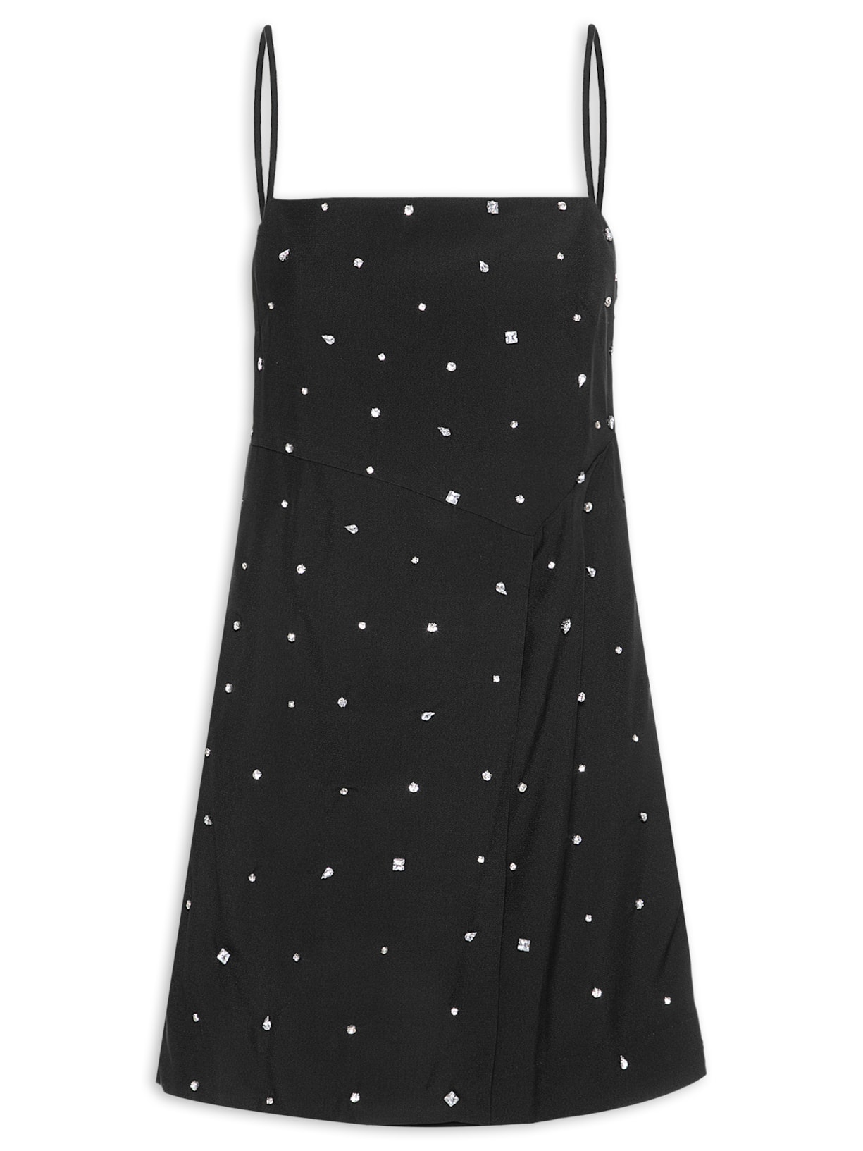 Vestido Mini Crepe Bordado - Preto