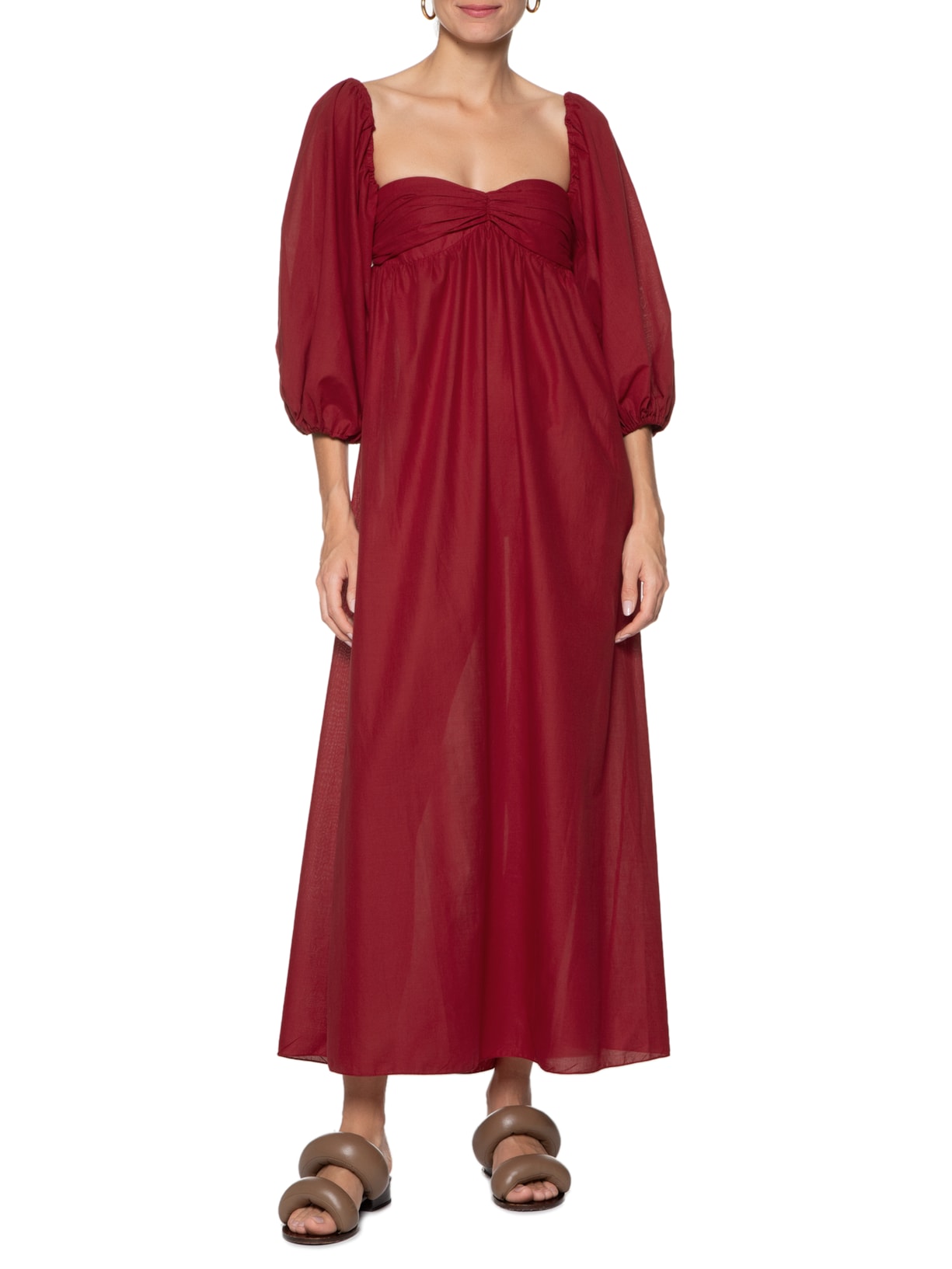 Vestido Mini Dress Cotton Casquinha Vermelho Paula Raia