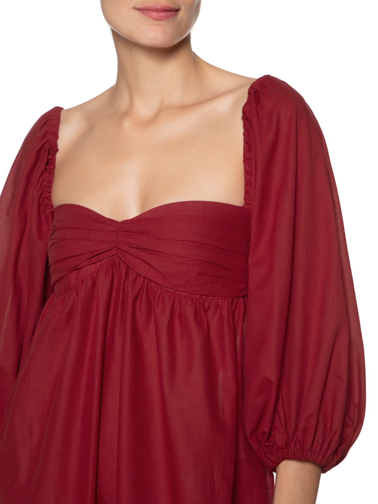 Vestido Mini Dress Cotton Casquinha Vermelho Paula Raia