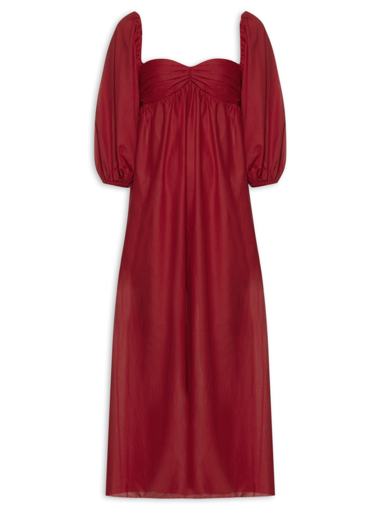 Vestido Mini Dress Cotton Casquinha Vermelho Paula Raia