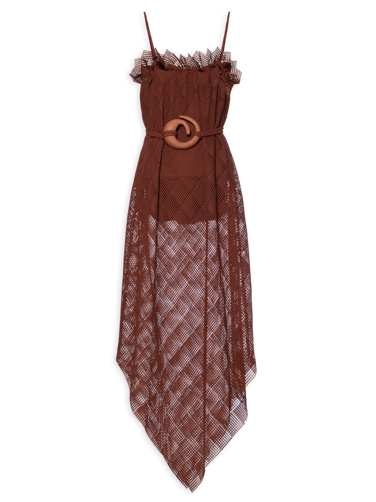 Vestido Mini Dress Toalha Tricot Marrom Paula Raia