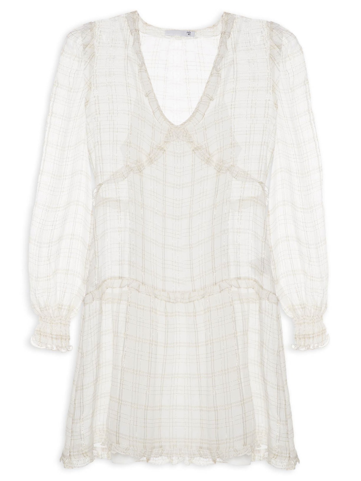 Vestido Mini em Seda Com Lurex - Off White