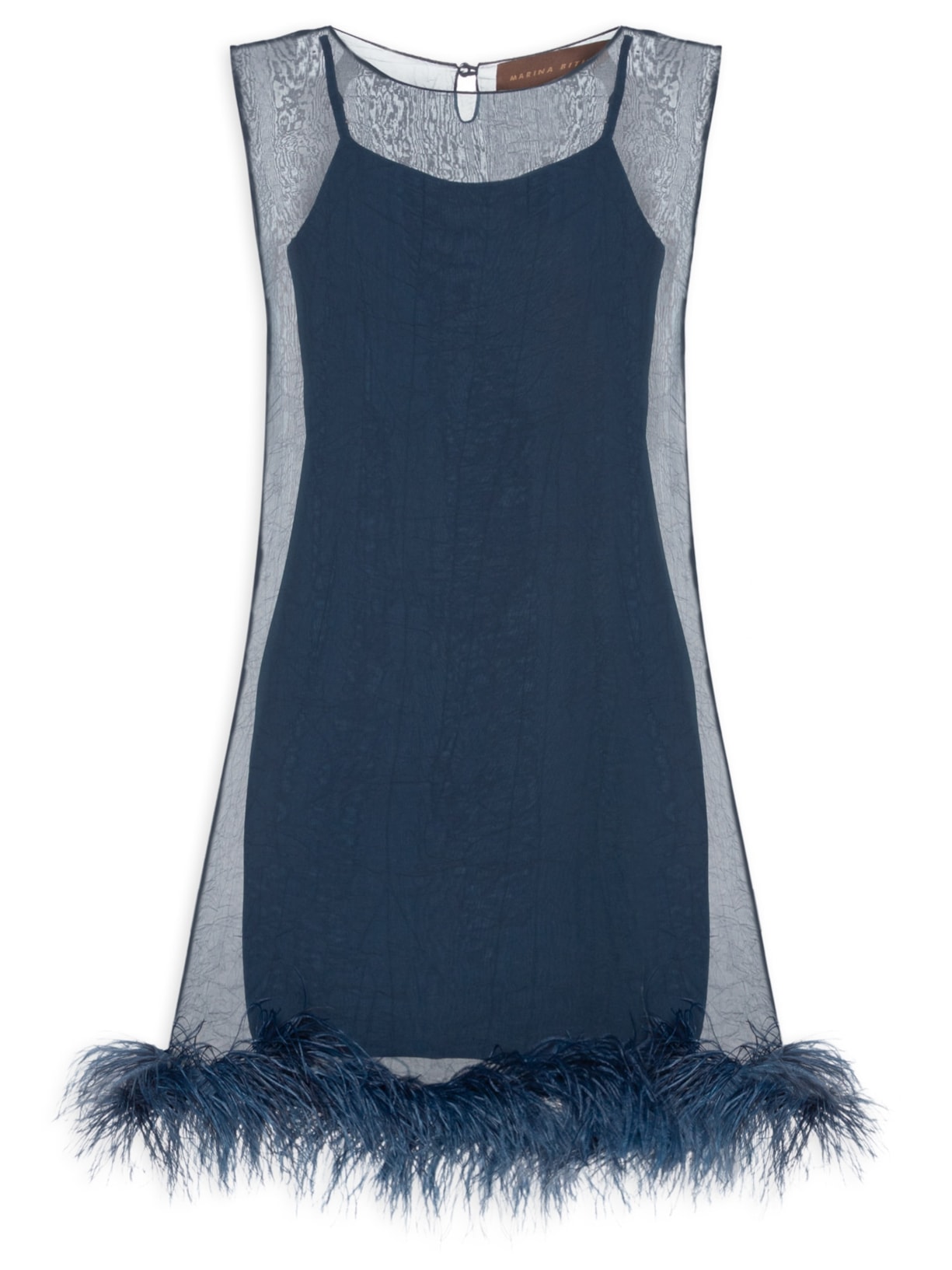 Vestido Mini Feather – Azul Marina Bitu