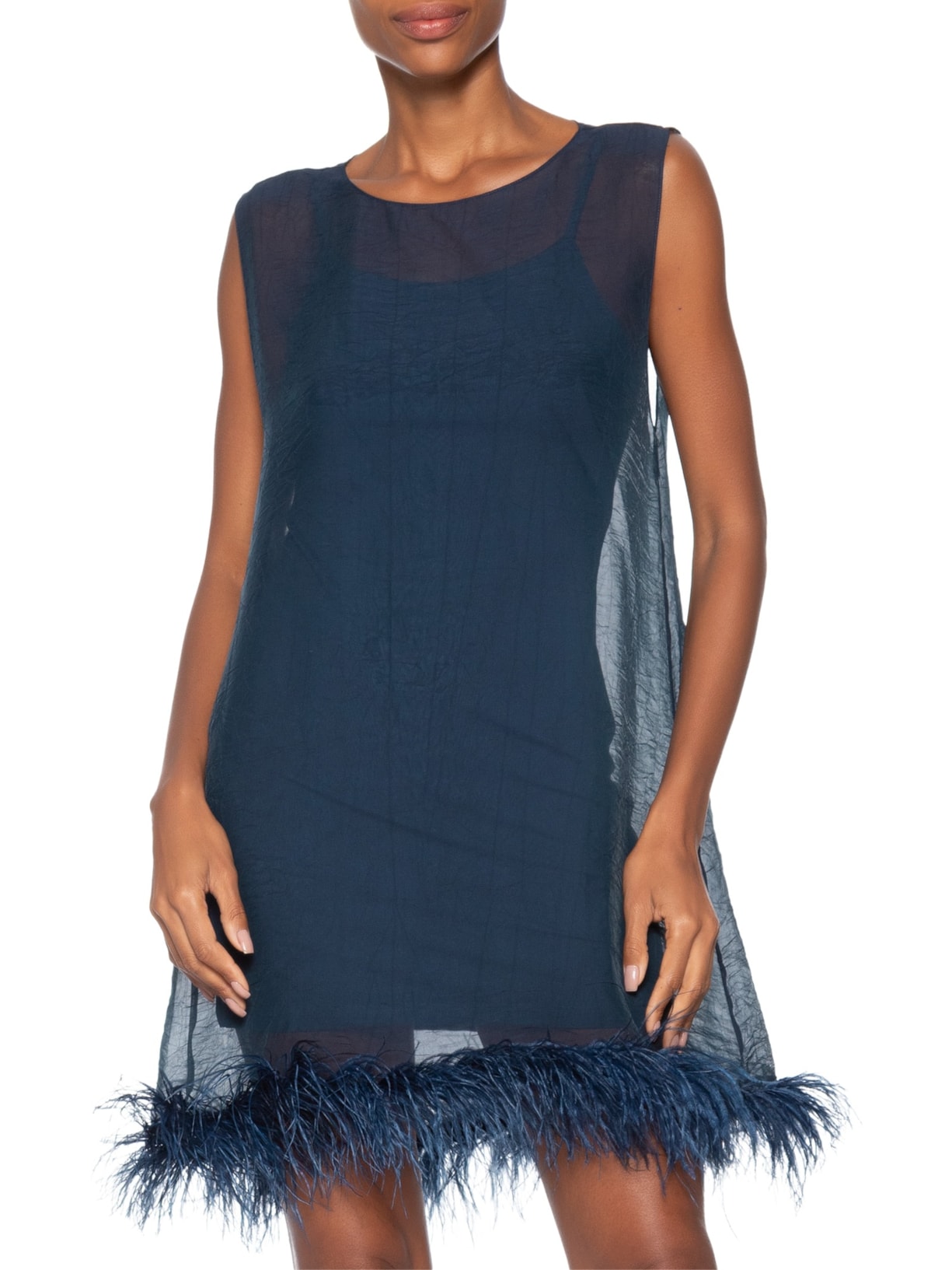 Vestido Mini Feather – Azul Marina Bitu