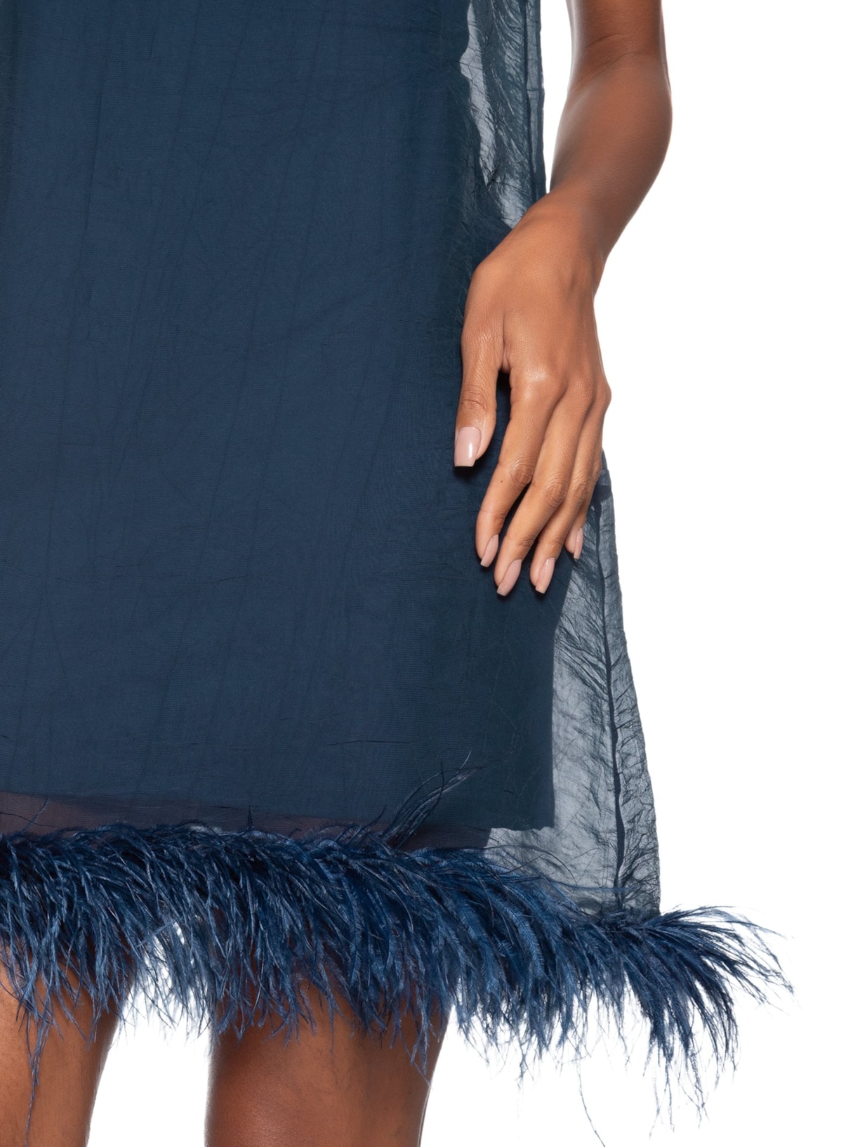 Vestido Mini Feather – Azul Marina Bitu