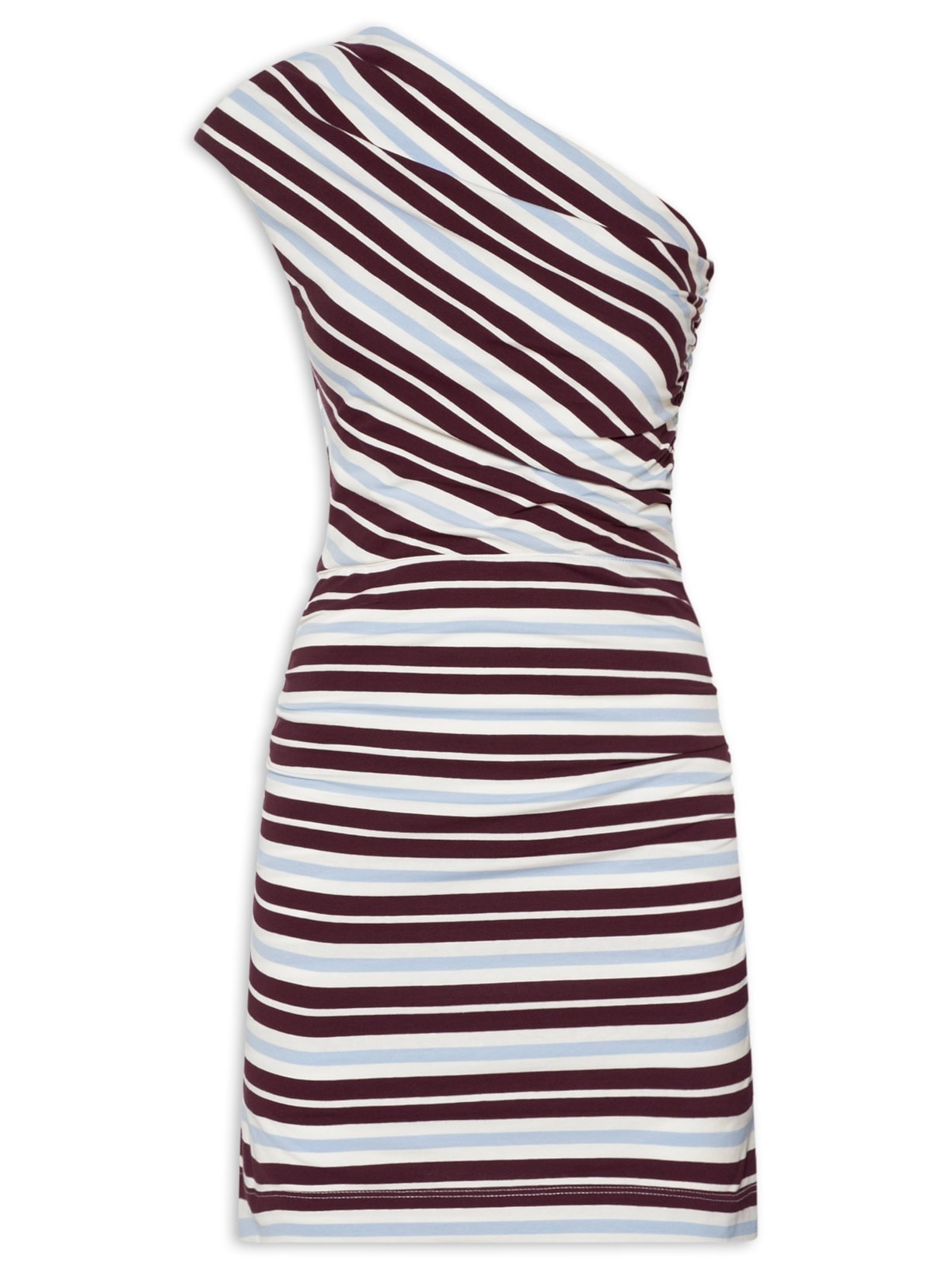 Vestido Mini Fio Tinto Um Ombro Só Azul Animale