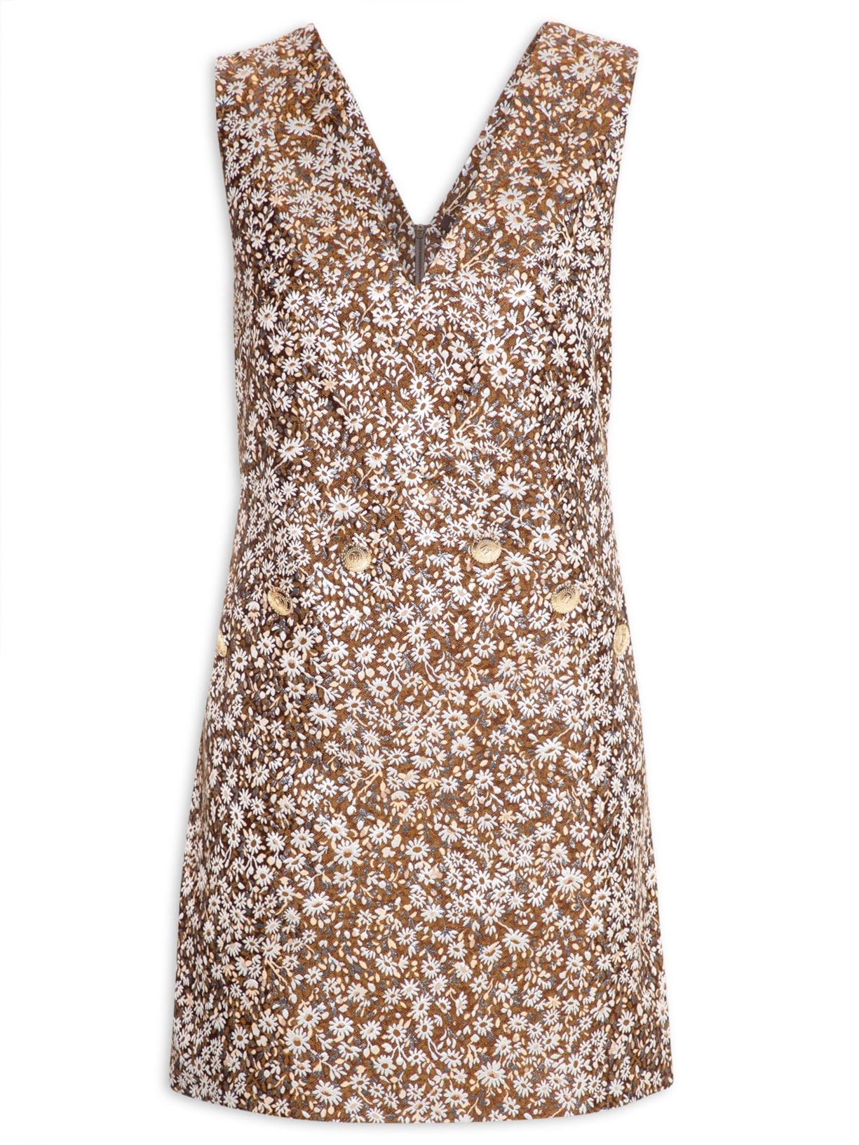 Vestido Mini Jacquard Helvetia - Marrom