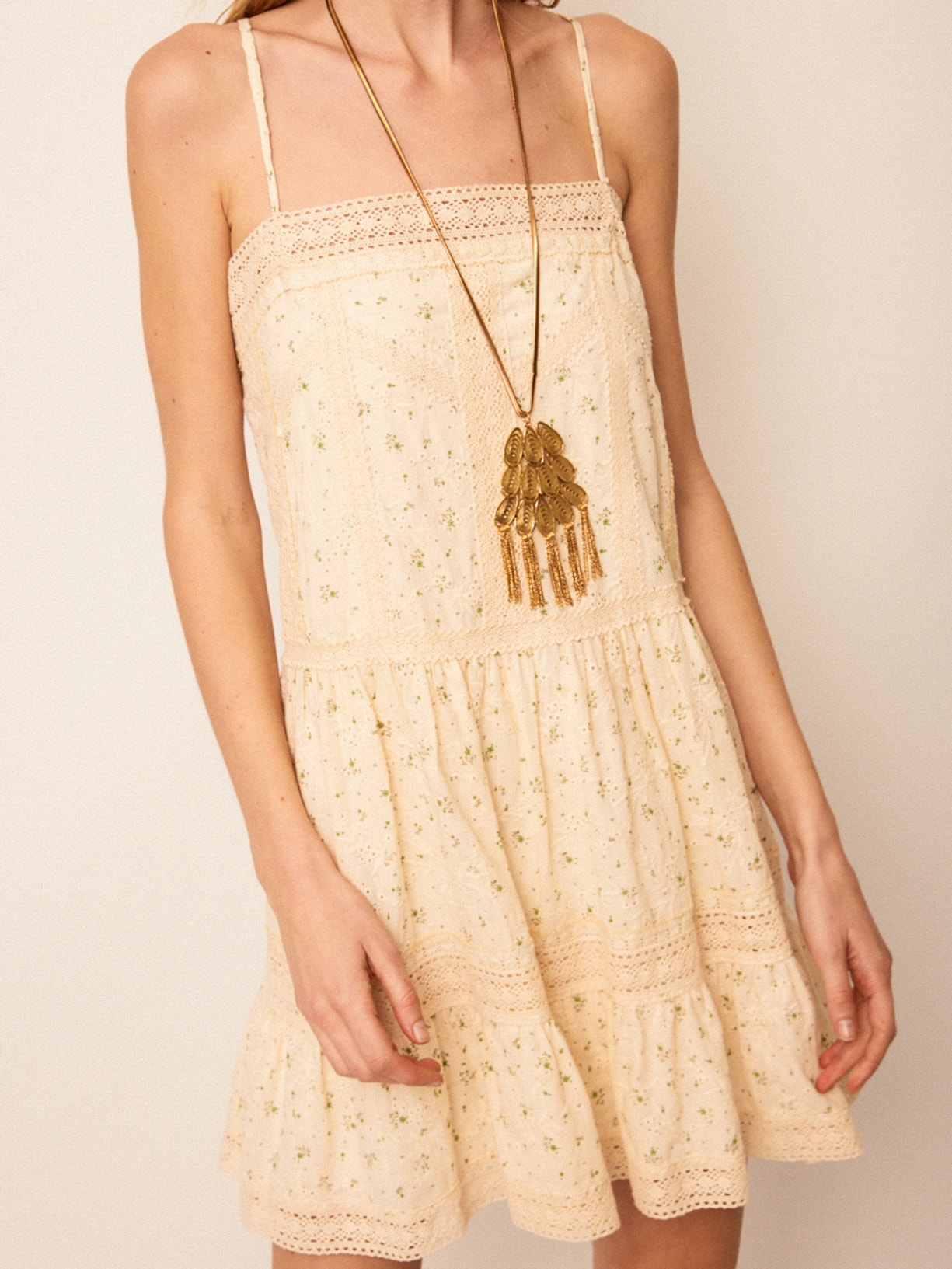 Vestido Mini Jardim Off White Mixed