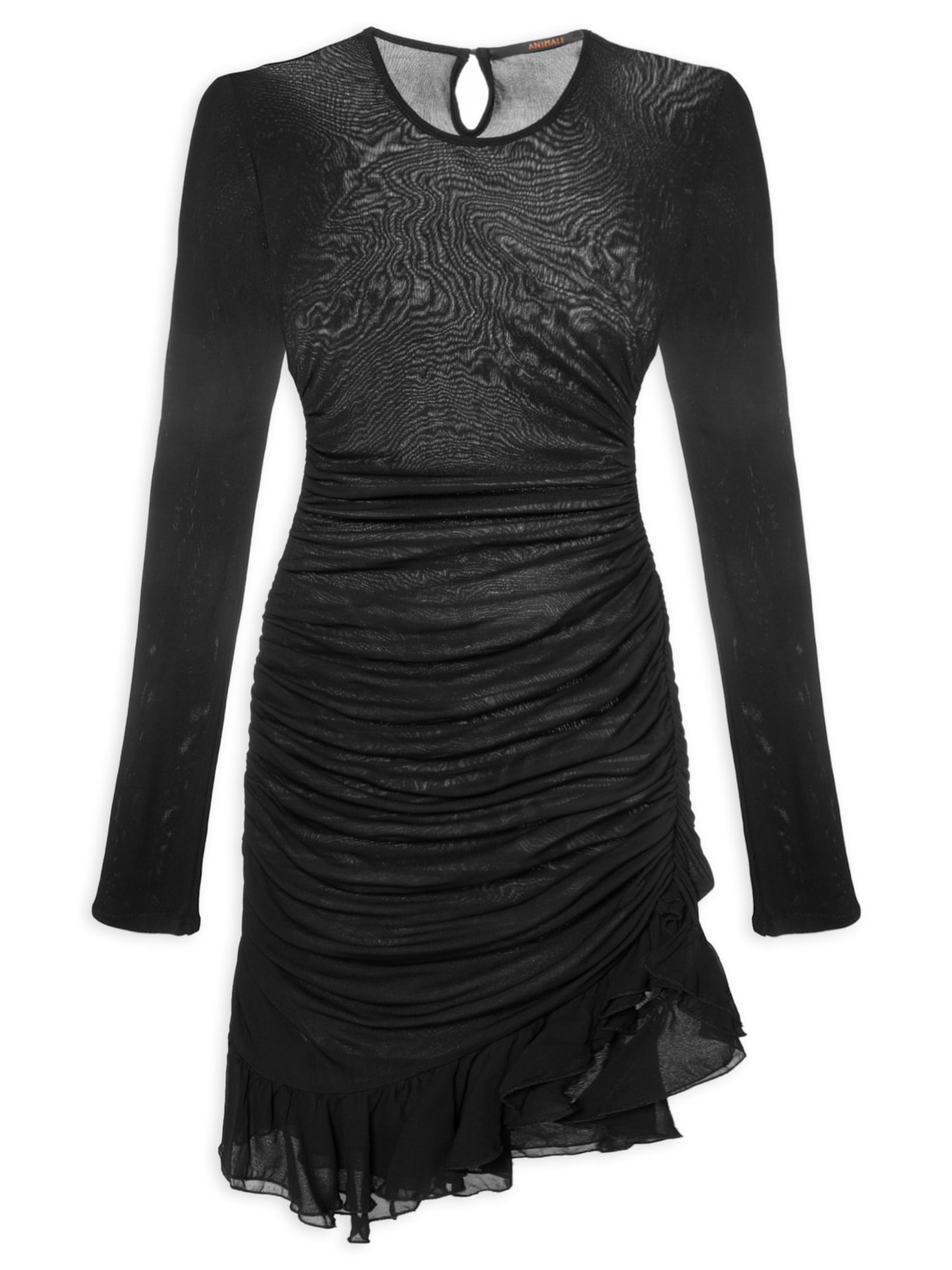 Vestido Mini Jersey Babados - Preto