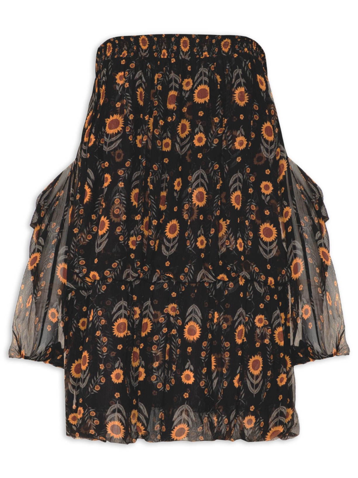Vestido Mini Silk Sunflower - Preto