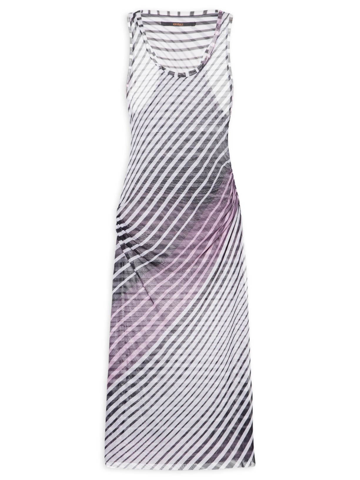 Vestido Mix Listras Tule Preto Animale