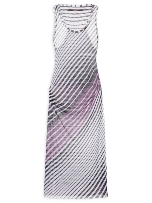Vestido Mix Listras Tule - Preto