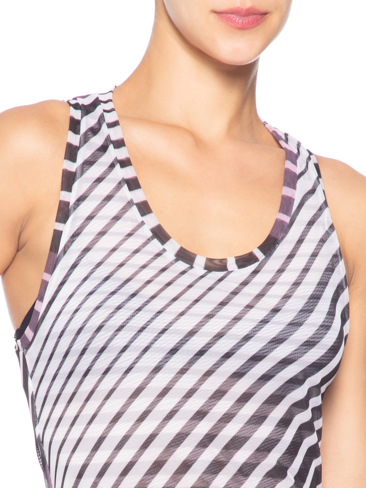 Vestido Mix Listras Tule Preto Animale