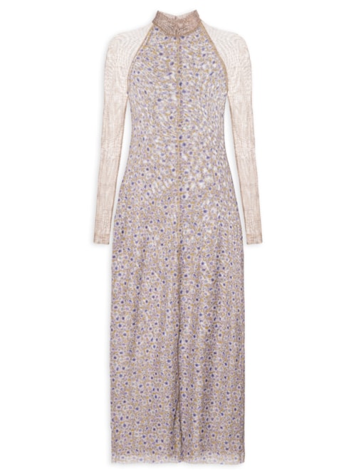 Vestido Mix Tule Liberty - Bege