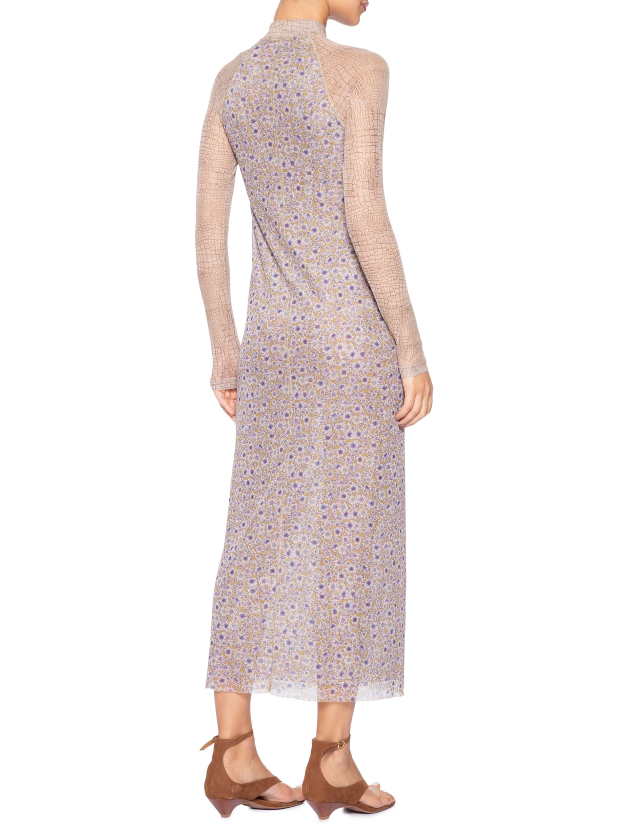 Vestido Mix Tule Liberty Bege Animale