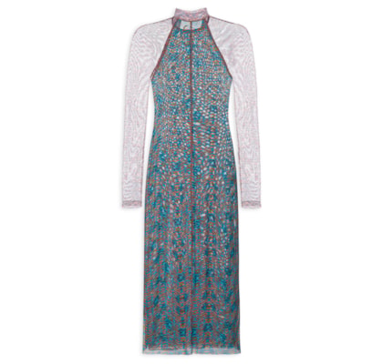Vestido Mix Tule Tigre - Azul