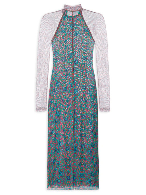 Vestido Mix Tule Tigre - Azul
