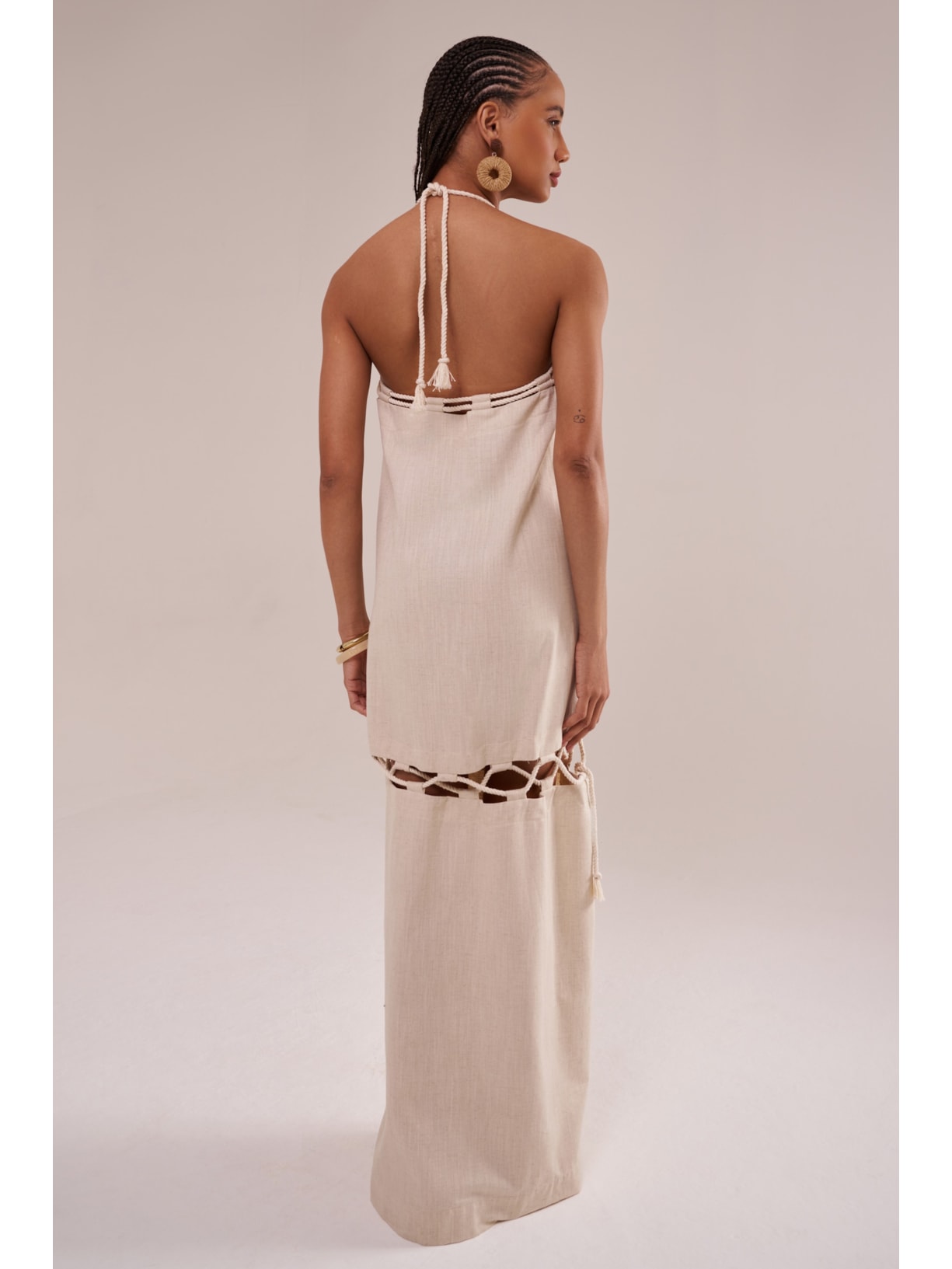 vestido modular em linho com algodão cordel Suntime