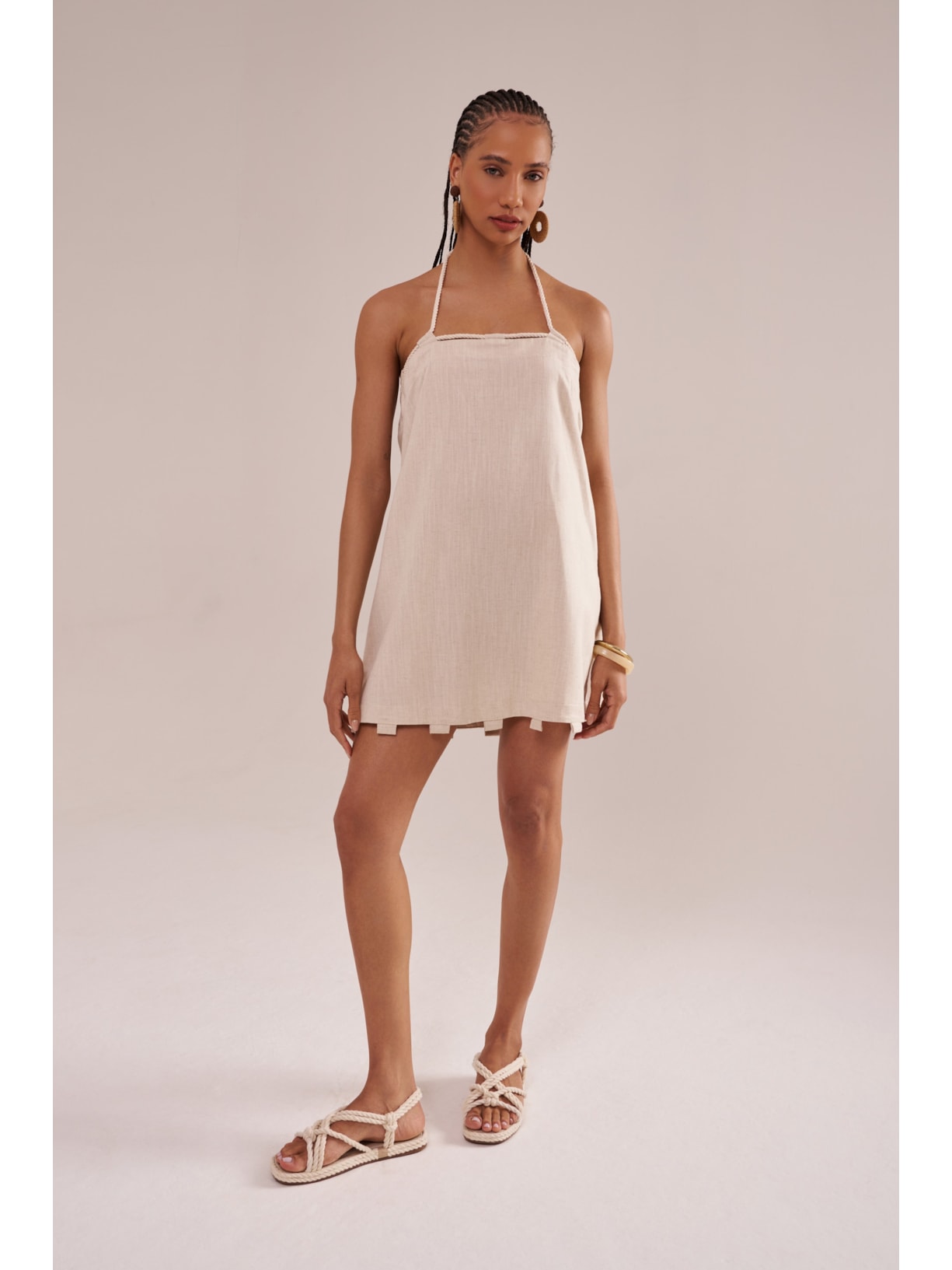 vestido modular em linho com algodão cordel Suntime