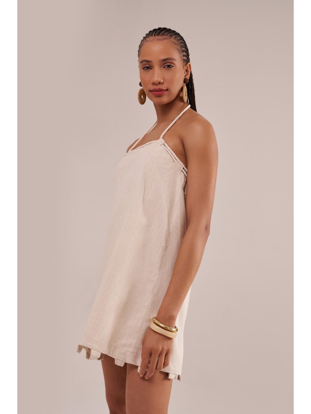 vestido modular em linho com algodão cordel Suntime