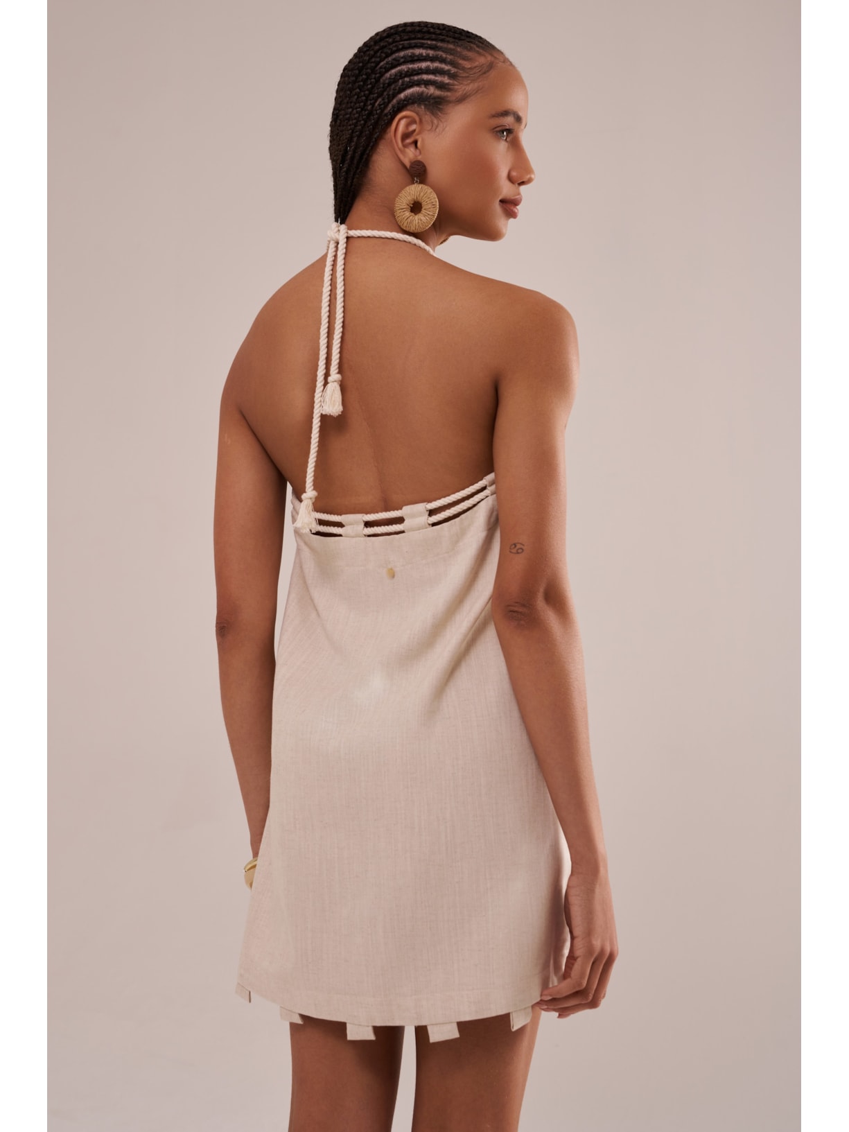 vestido modular em linho com algodão cordel Suntime