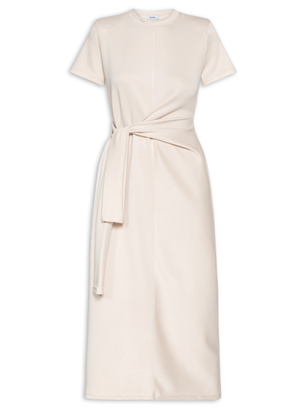 Vestido Moletlinho Com Amarração - Bege