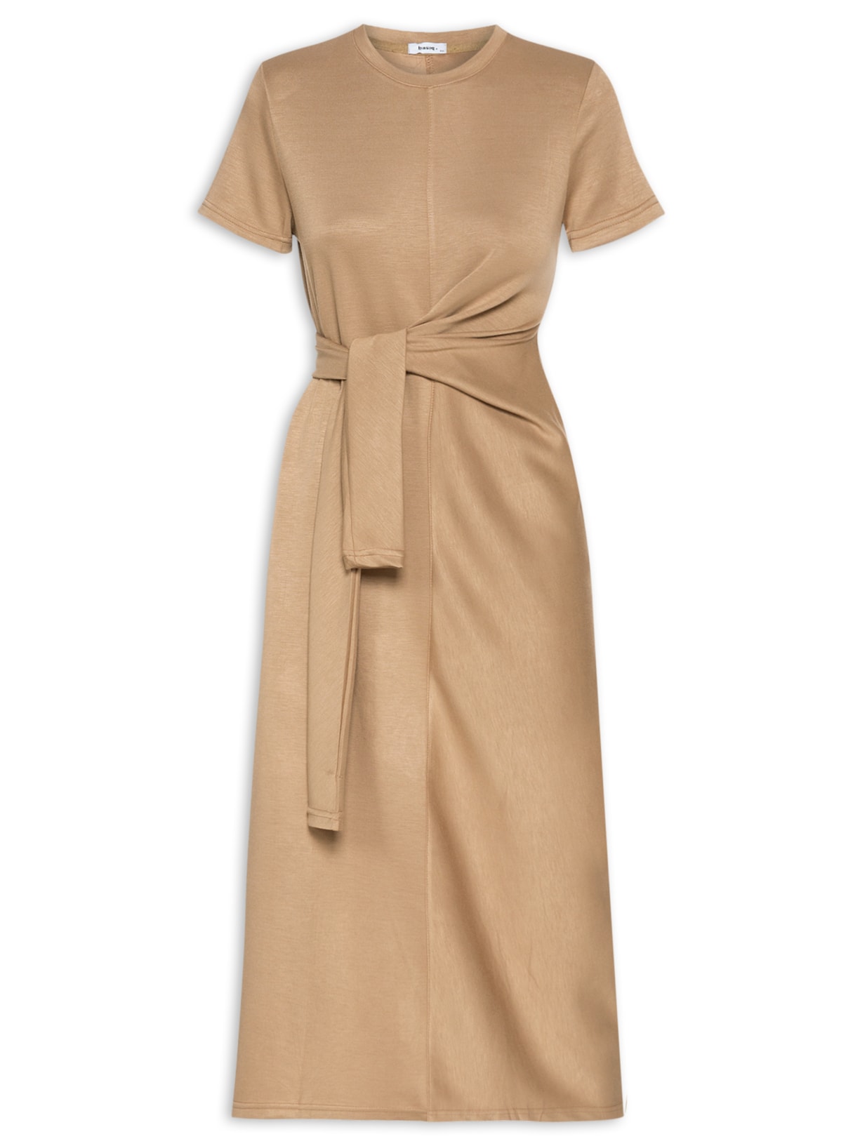 Vestido Moletlinho Com Amarração - Bege