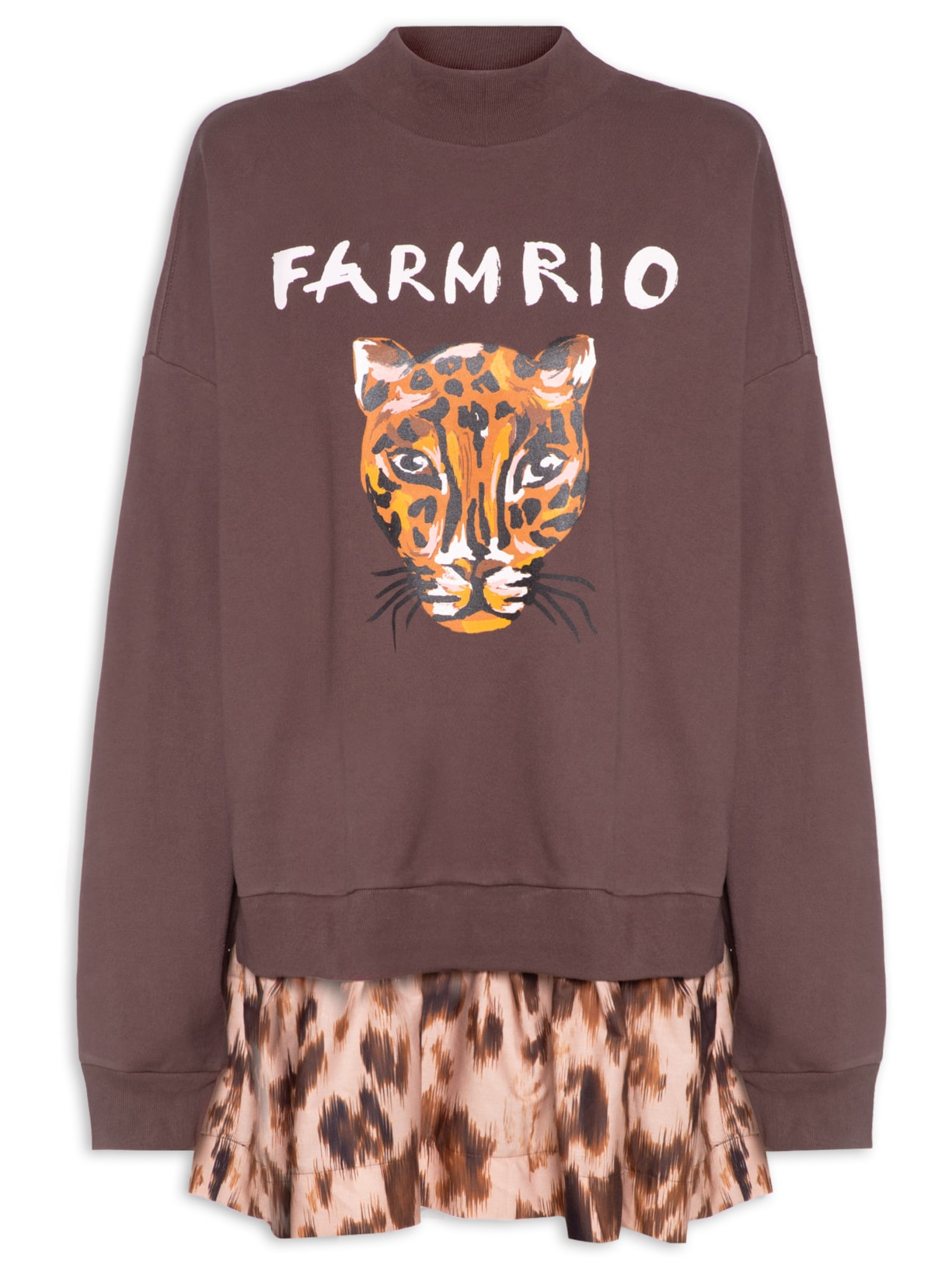 Vestido Moletom Risquinho De Onça - Marrom