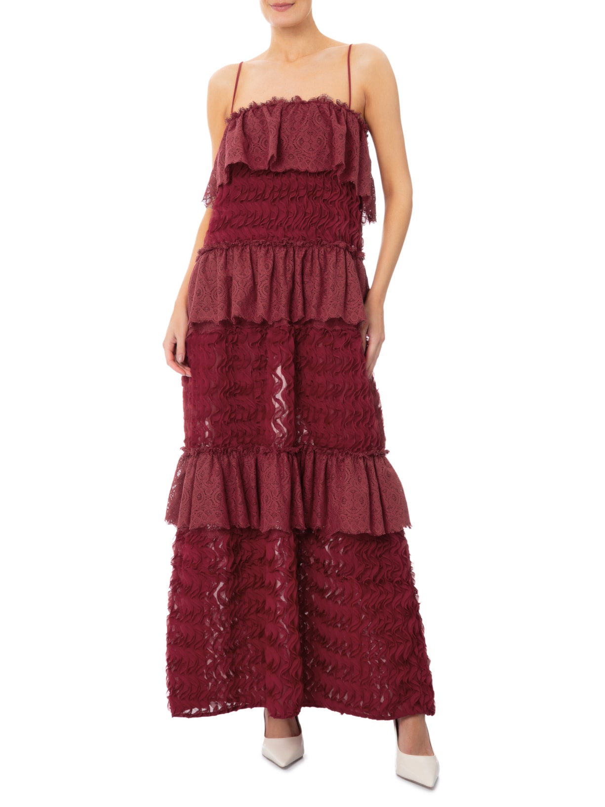 Vestido Musseline Wave Vermelho Paula Raia